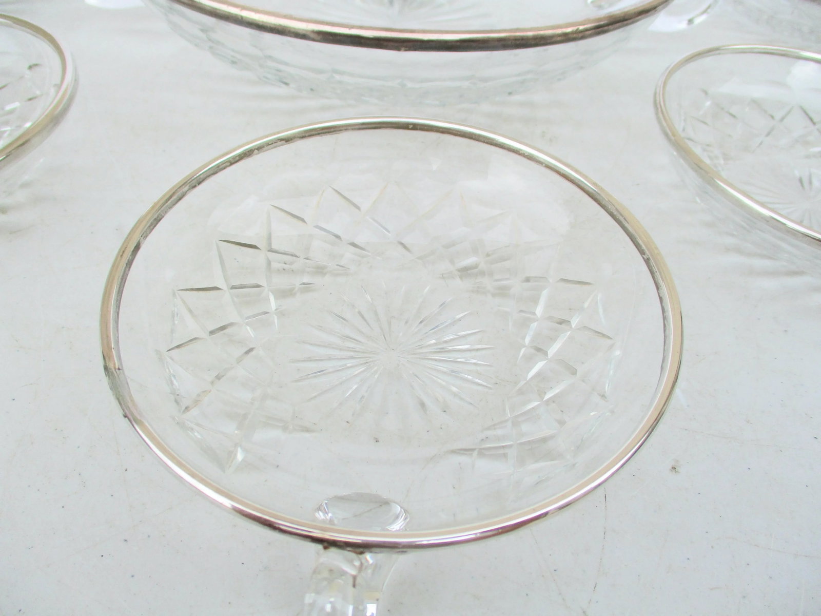 Antique Crystal & Silver Fruit Serving Set- 6 Pieces - 4