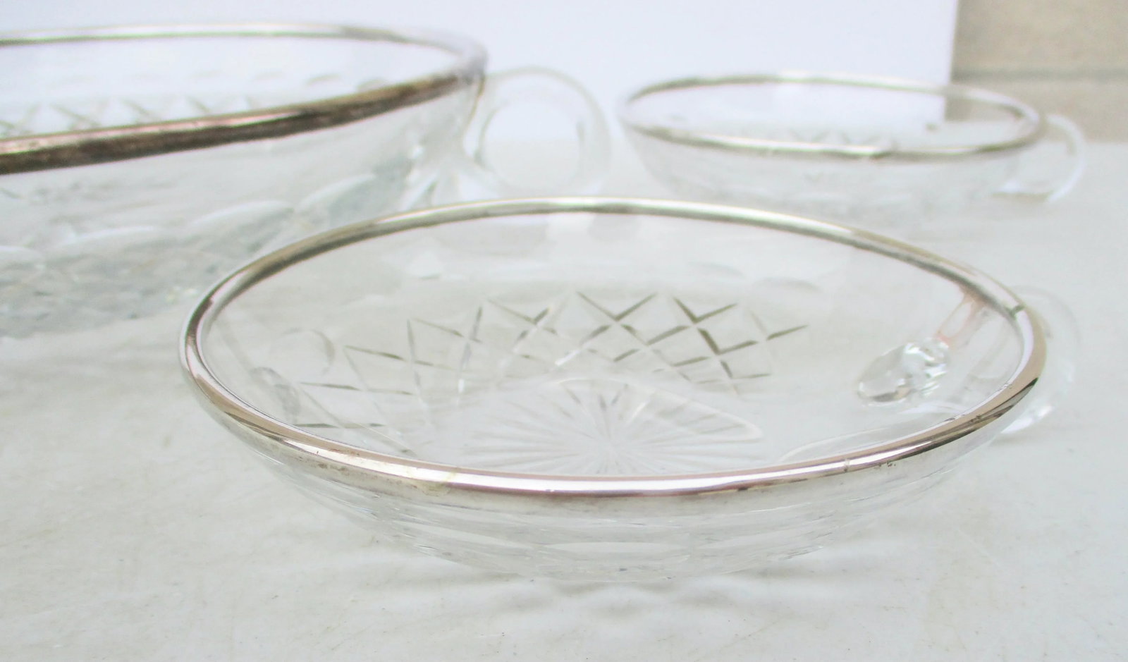 Antique Crystal & Silver Fruit Serving Set- 6 Pieces - 5
