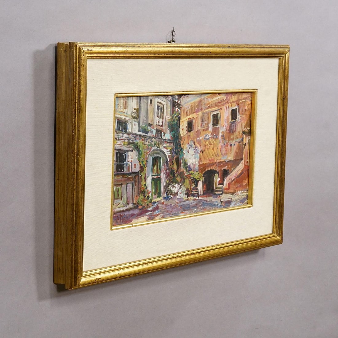 Alexander Michael Oil Painting of the Marketplace in S. Felice Circeo, 1983 - 2