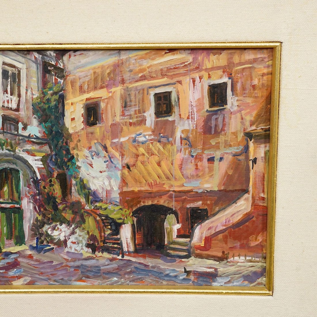 Alexander Michael Oil Painting of the Marketplace in S. Felice Circeo, 1983 - 5