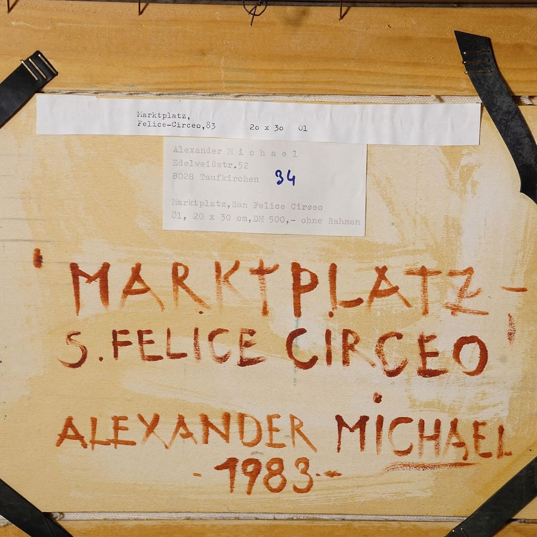 Alexander Michael Oil Painting of the Marketplace in S. Felice Circeo, 1983 - 8