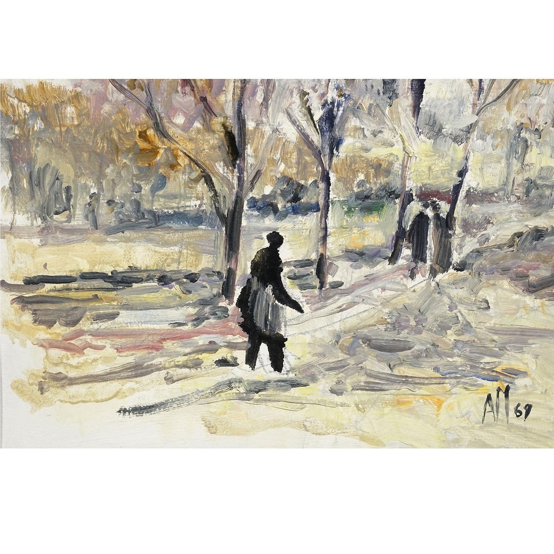 Alexander Michael Oil Painting of an Autumn Walk in a Park, 1969 - 4