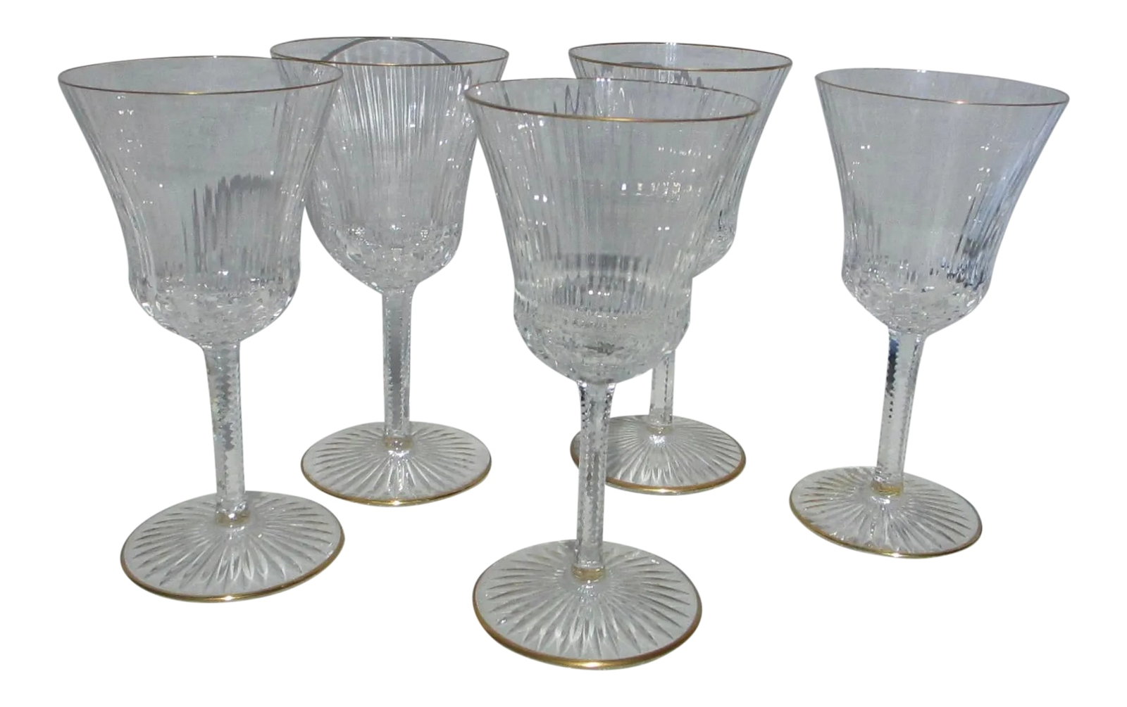 Vintage Saint Louis Crystal Apollo Gold Rim Goblets #3- Set of 5 (1 of 4)