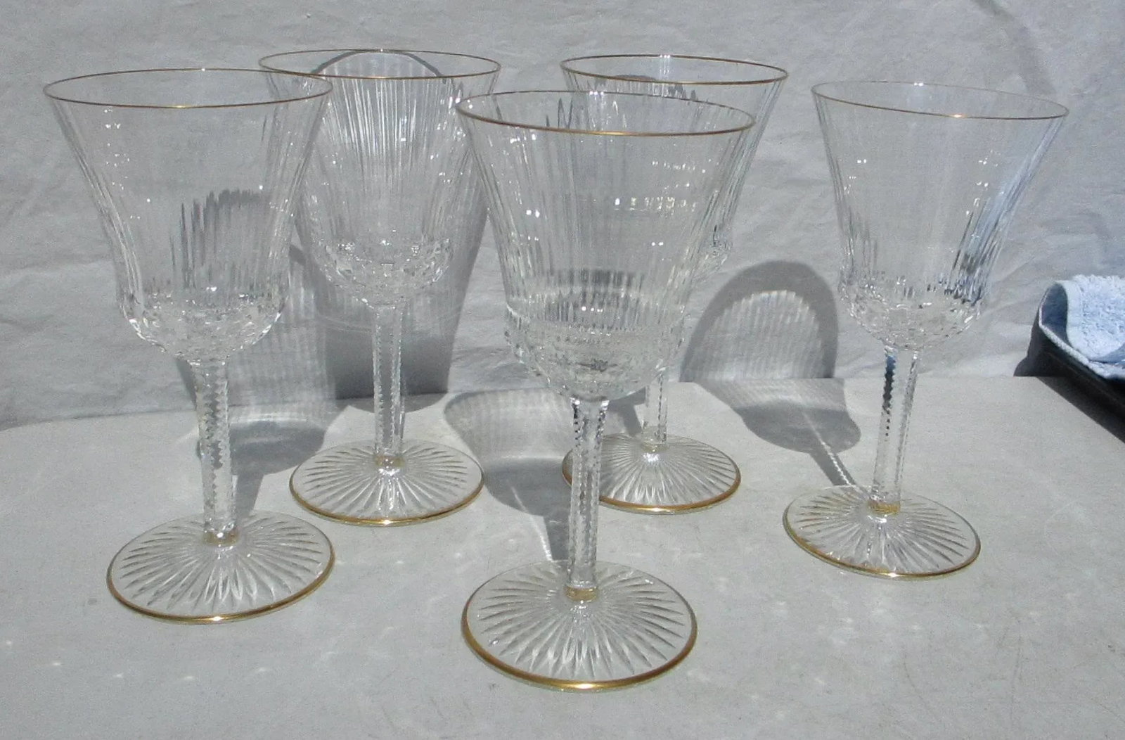 Vintage Saint Louis Crystal Apollo Gold Rim Goblets #3- Set of 5 - 4