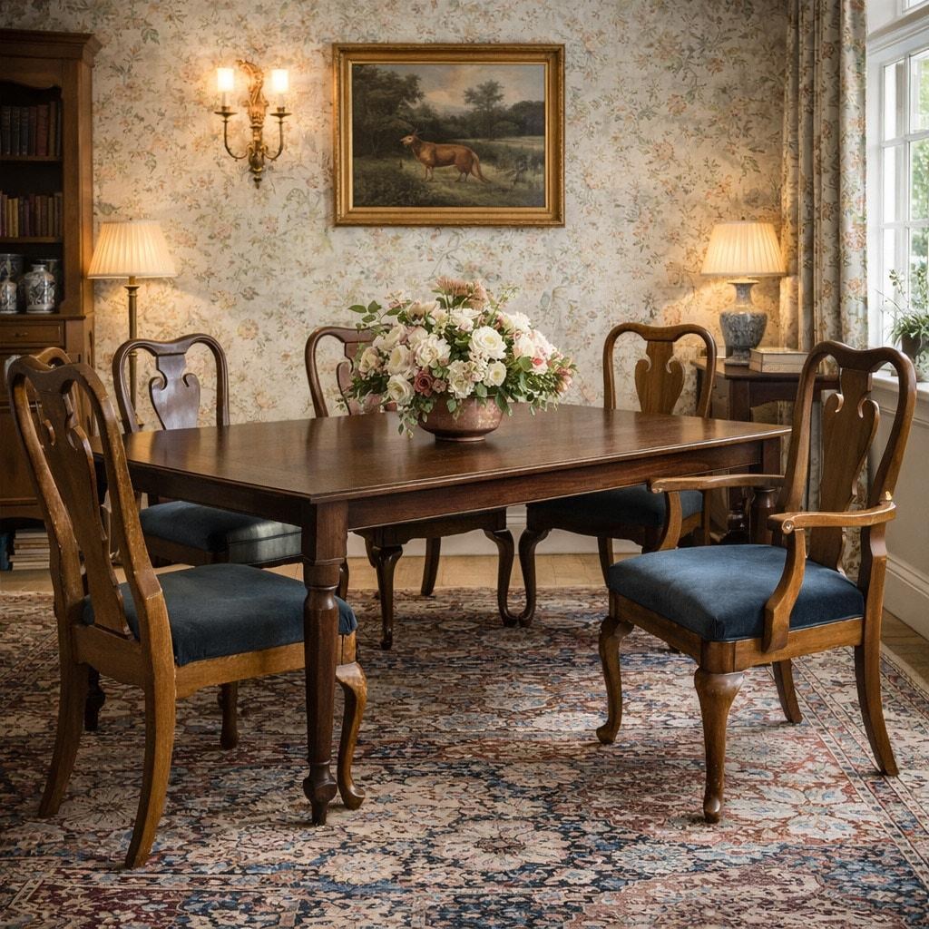 Late 20th Century Set of Six Thomasville Queen Anne Walnut Dining Chairs - 18