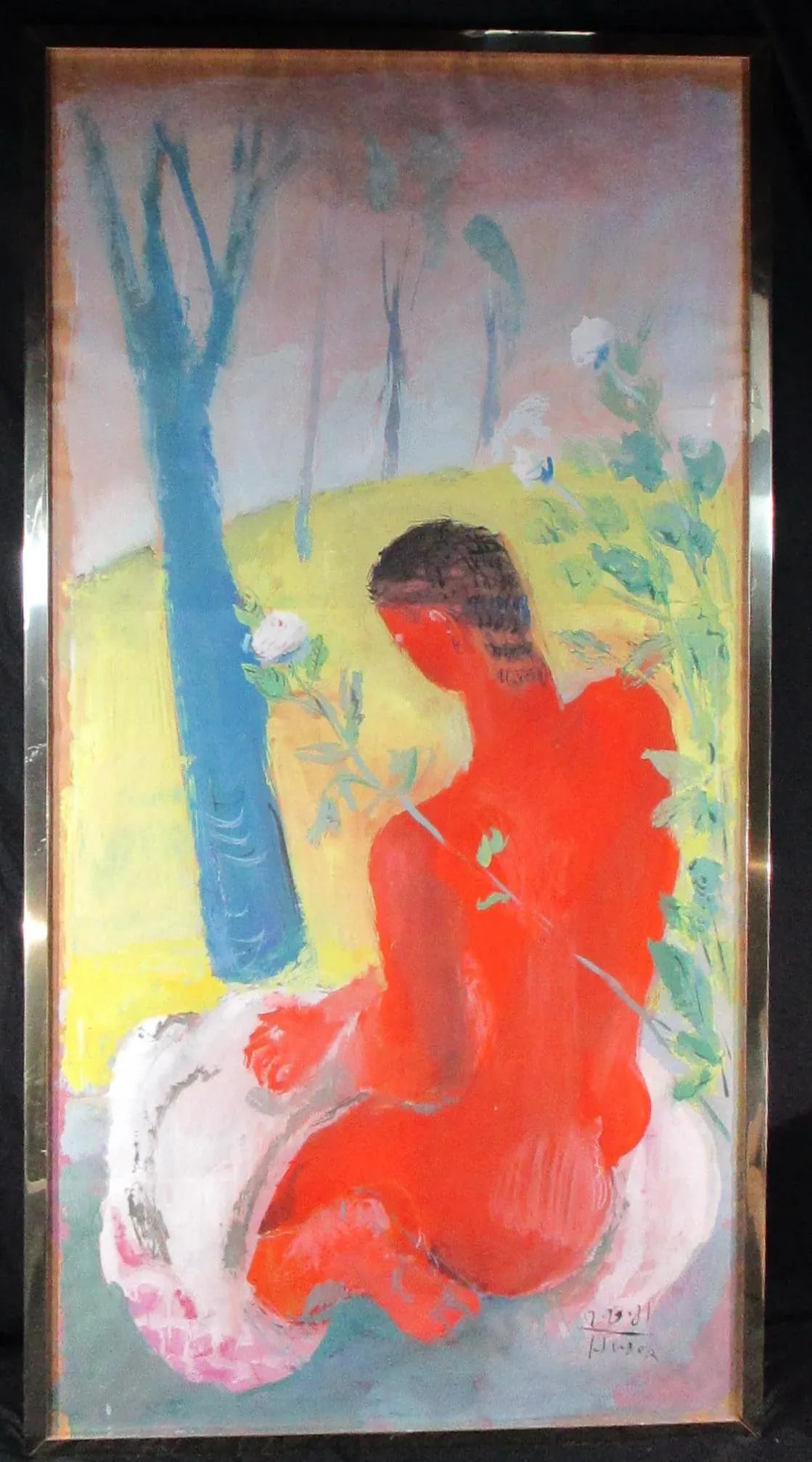 1981 Fauvist Style Figurative Male Nude Watercolor Paintings, Framed - a Pair - 2