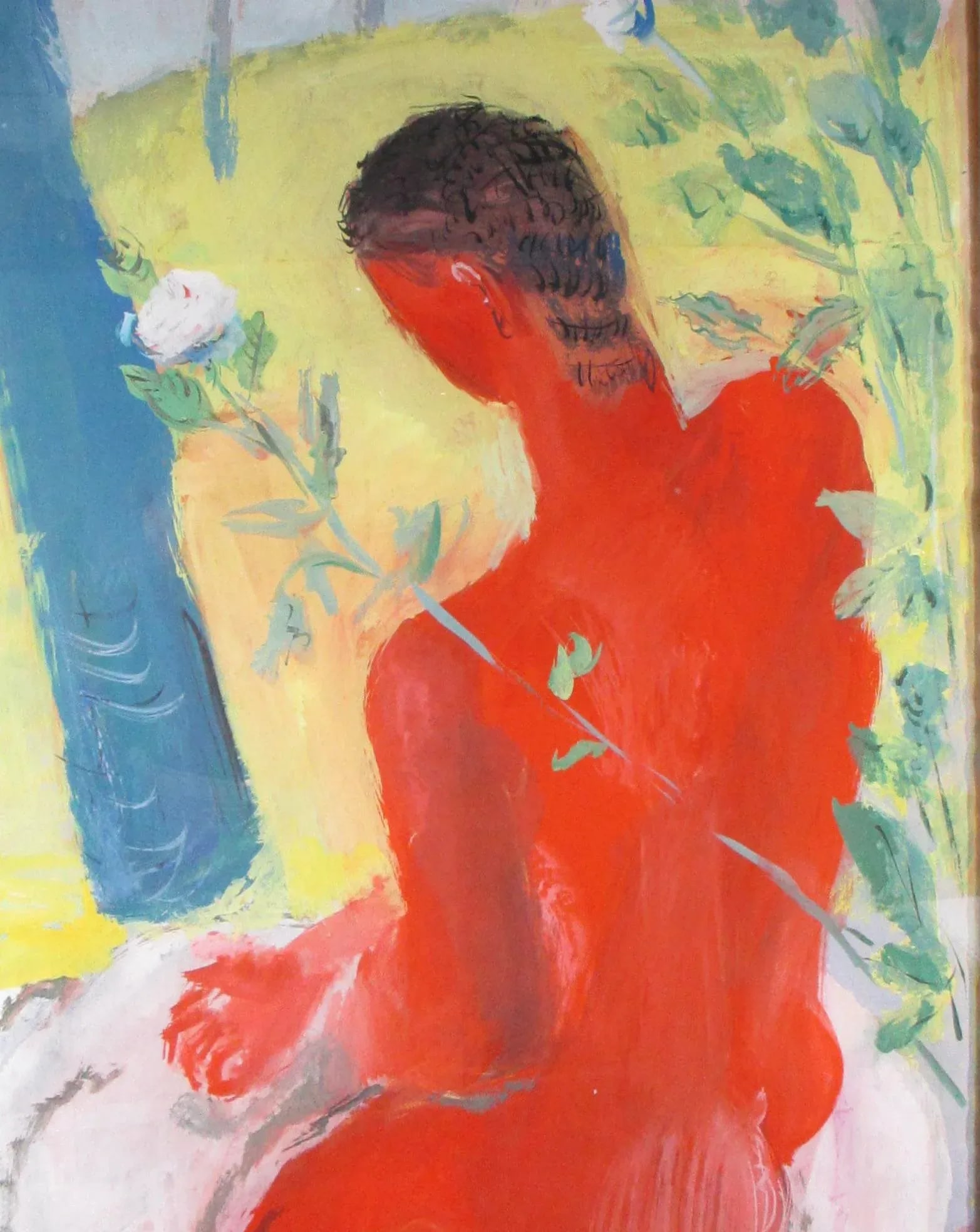 1981 Fauvist Style Figurative Male Nude Watercolor Paintings, Framed - a Pair - 5