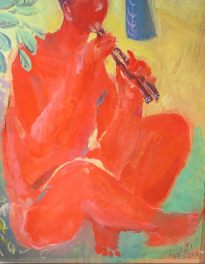 1981 Fauvist Style Figurative Male Nude Watercolor Paintings, Framed - a Pair - 7