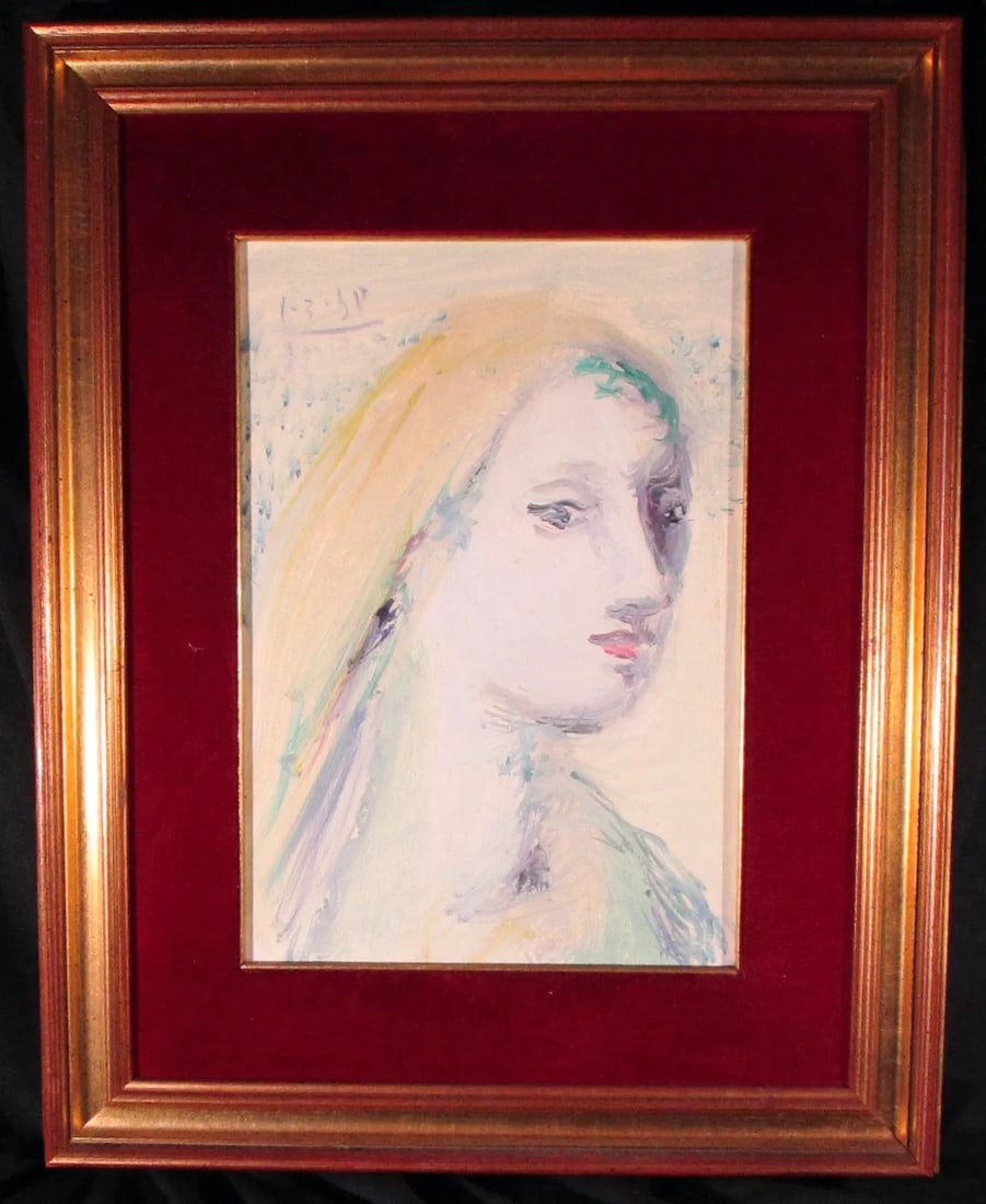 Late 20th Century Italian Expressionist Style Portrait Painting of a Lady, Framed - 2