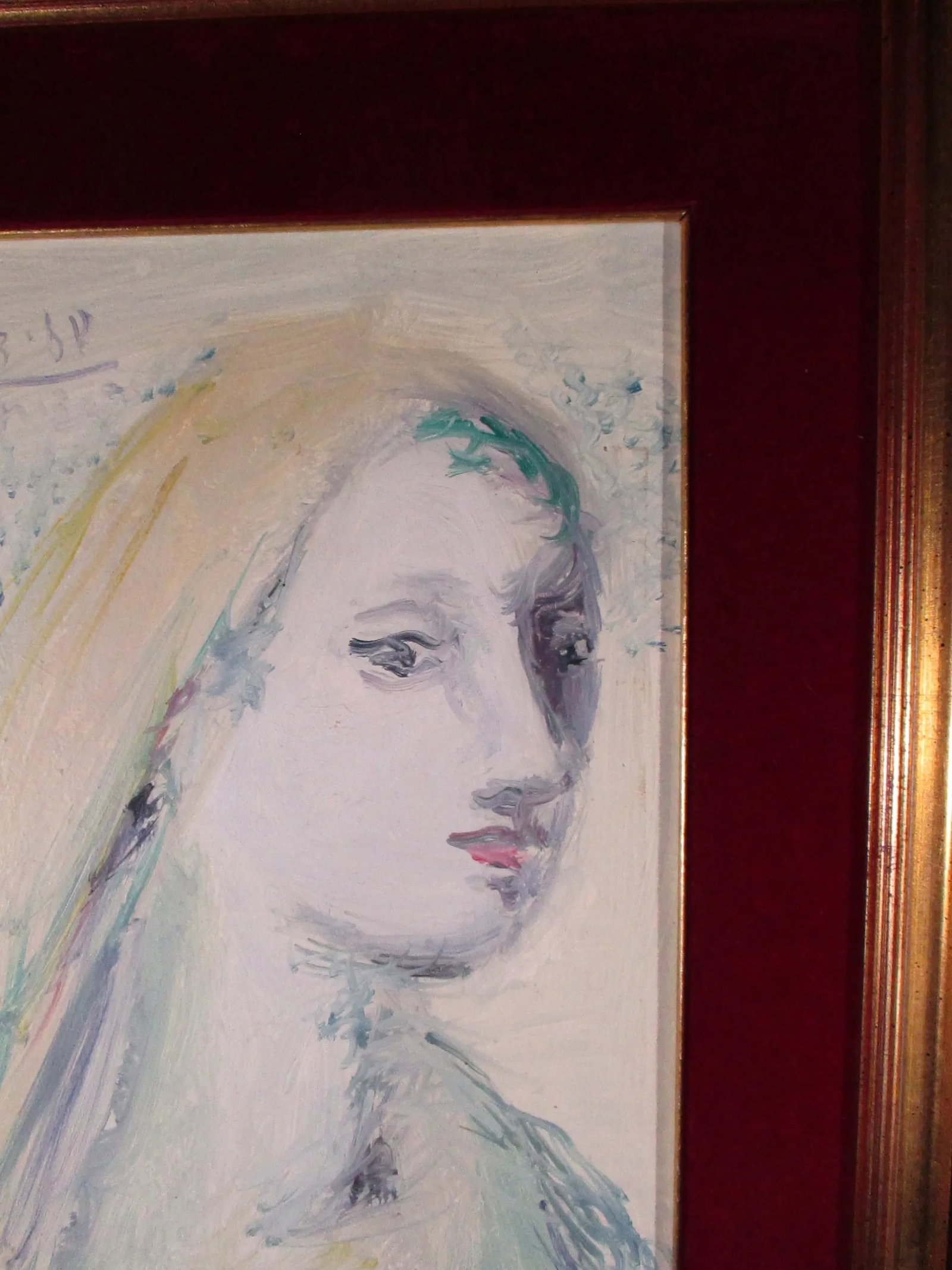Late 20th Century Italian Expressionist Style Portrait Painting of a Lady, Framed - 6