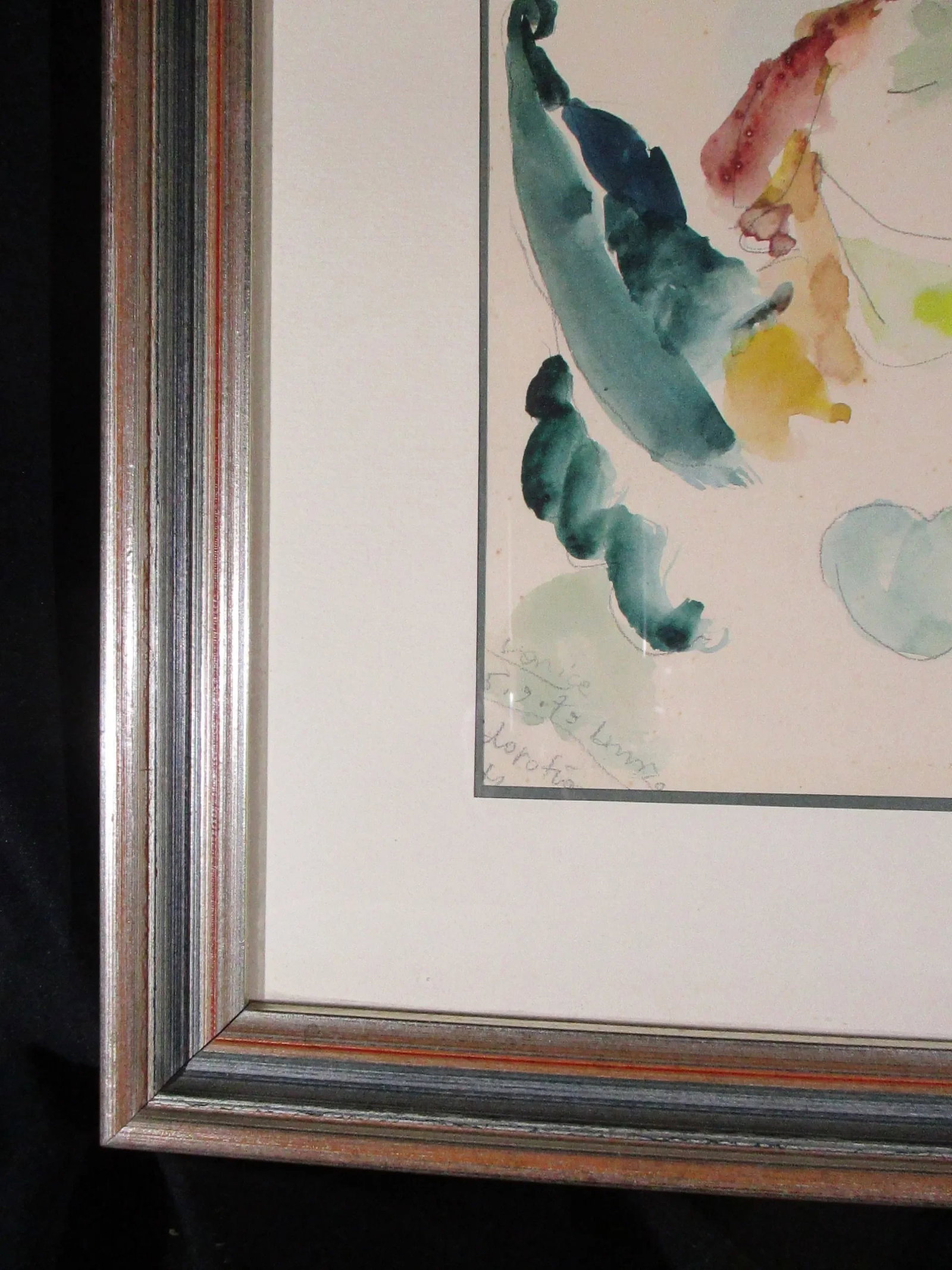 1975 Abstract Figurative Watercolor Painting, Framed - 2