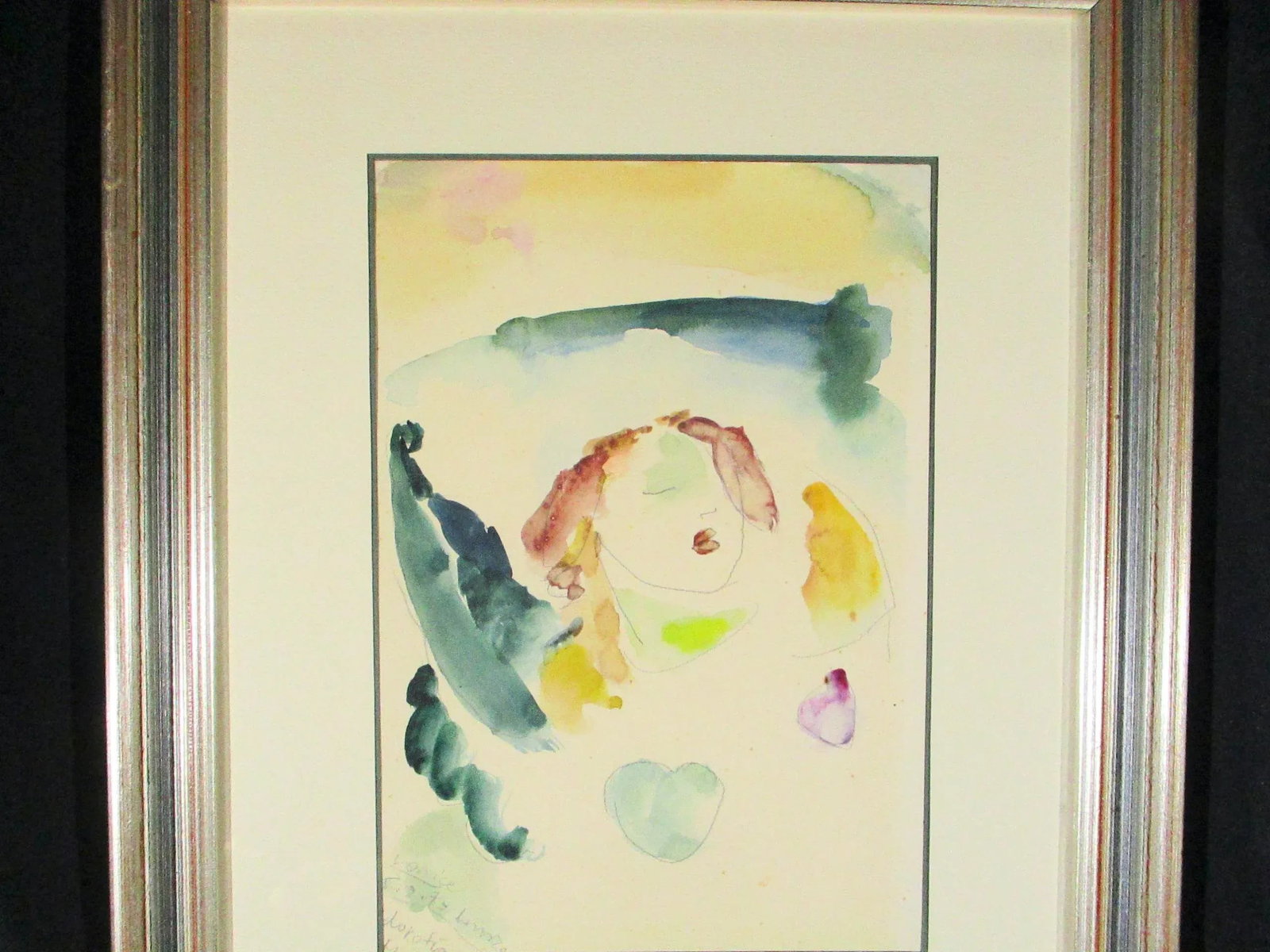 1975 Abstract Figurative Watercolor Painting, Framed - 3