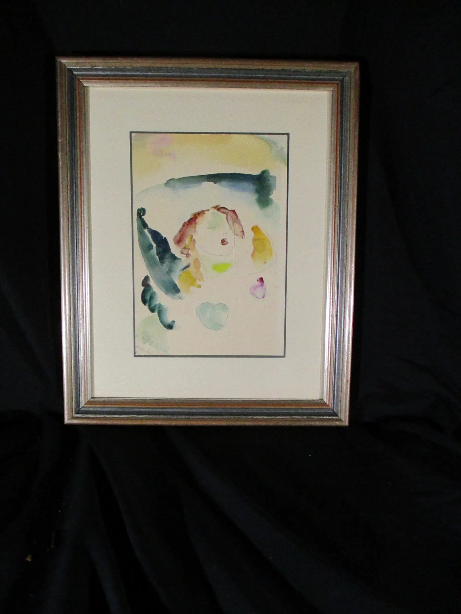 1975 Abstract Figurative Watercolor Painting, Framed - 4