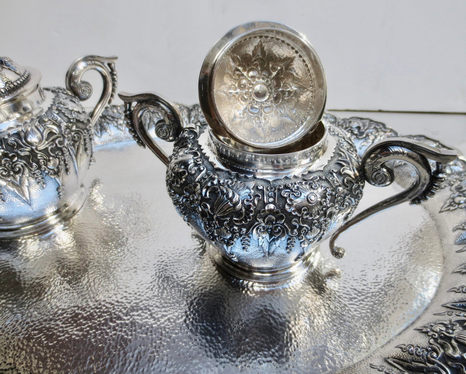 Indonesian 800 Silver Tea Set - Set of 5 Pieces - 10