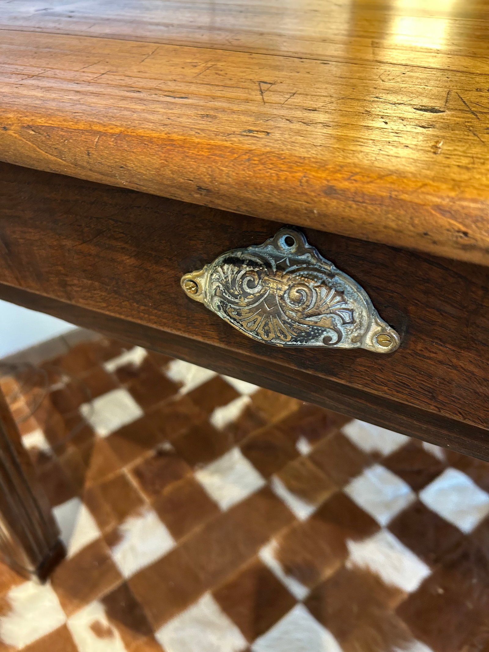 19th Century English Farm Table Dining Table With Satin Birch Top - 2