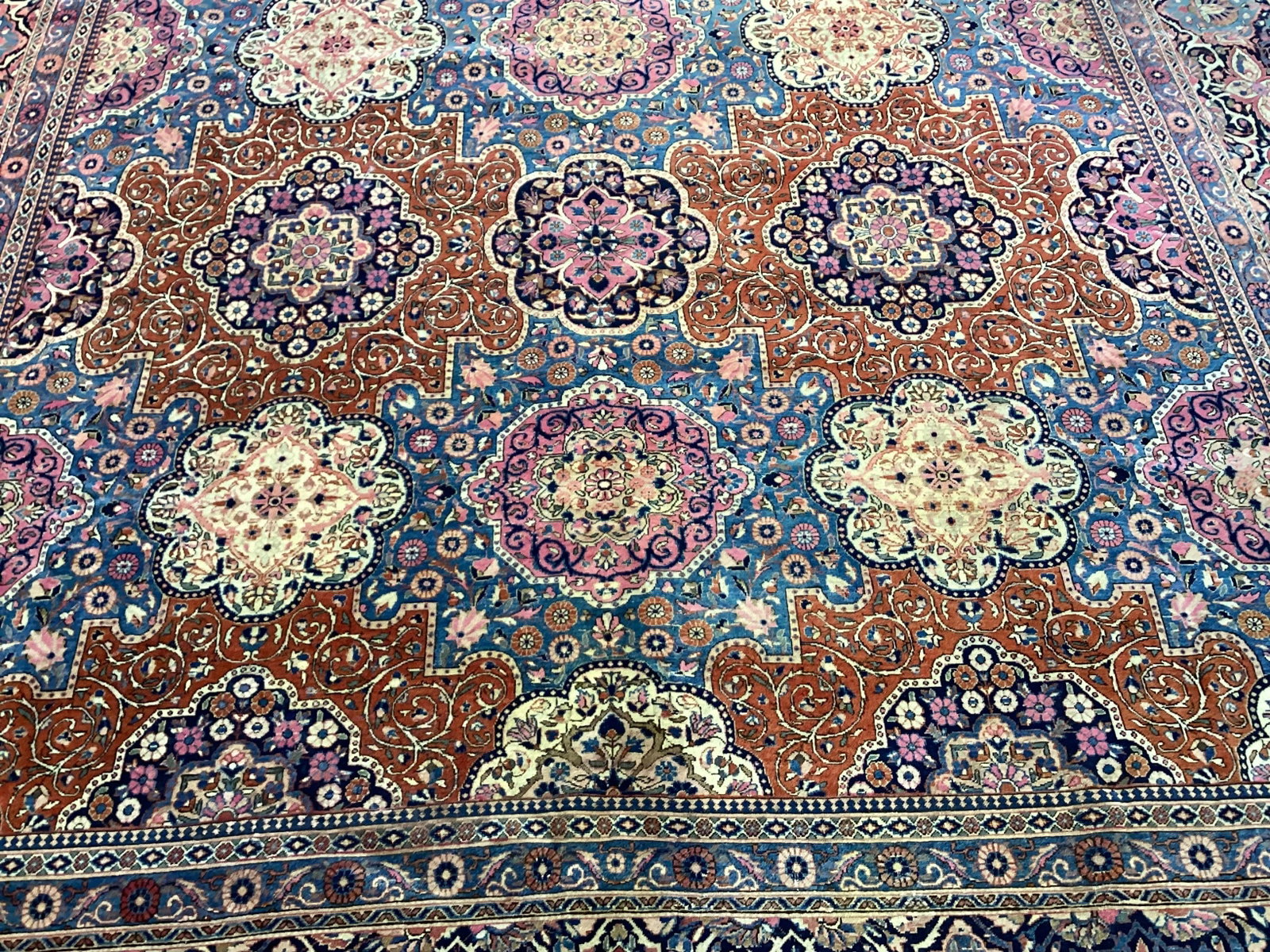 Antique Persian Dabir Kashan Rug 10'2" X 13'8" - 3