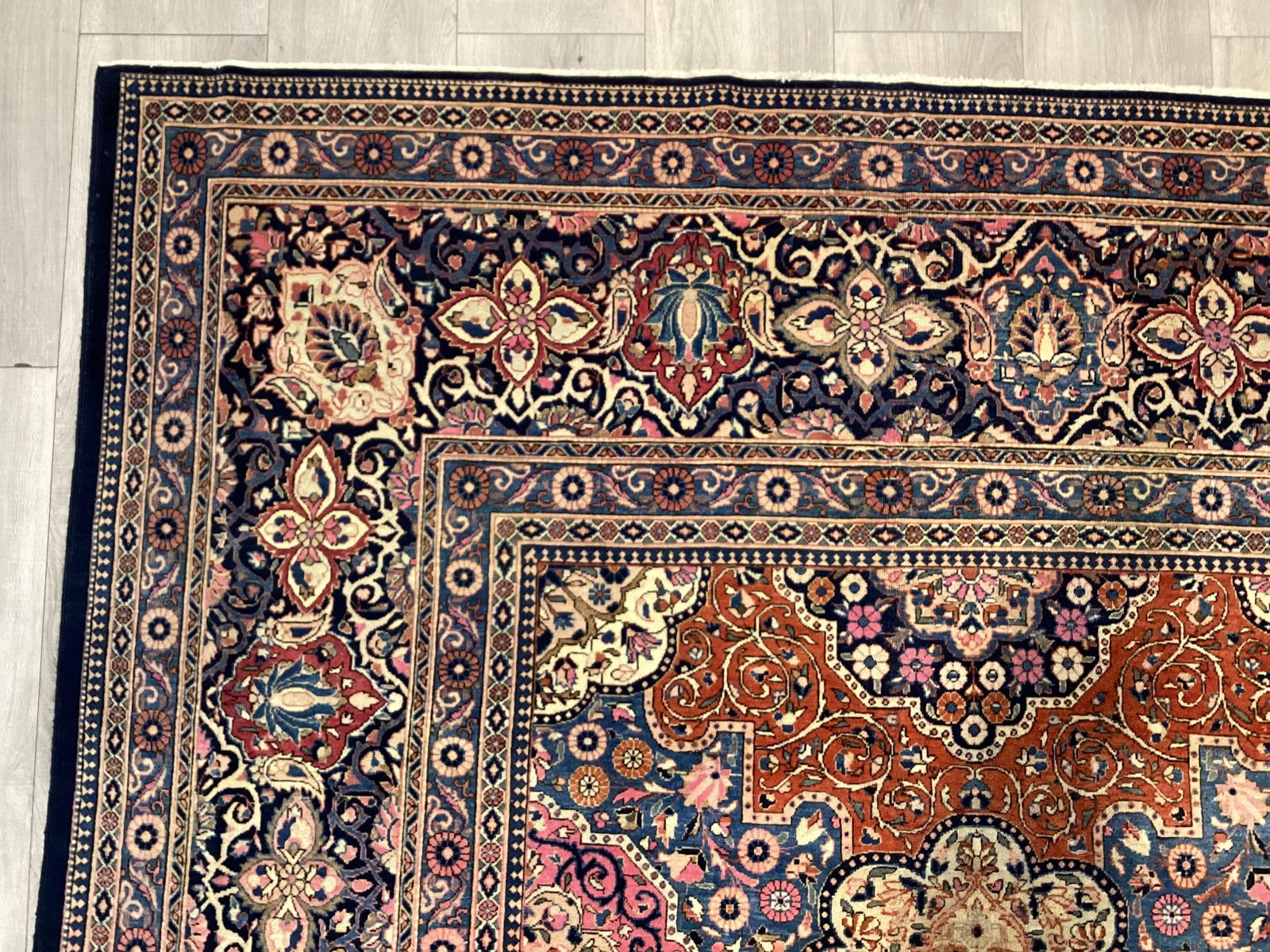 Antique Persian Dabir Kashan Rug 10'2" X 13'8" - 4