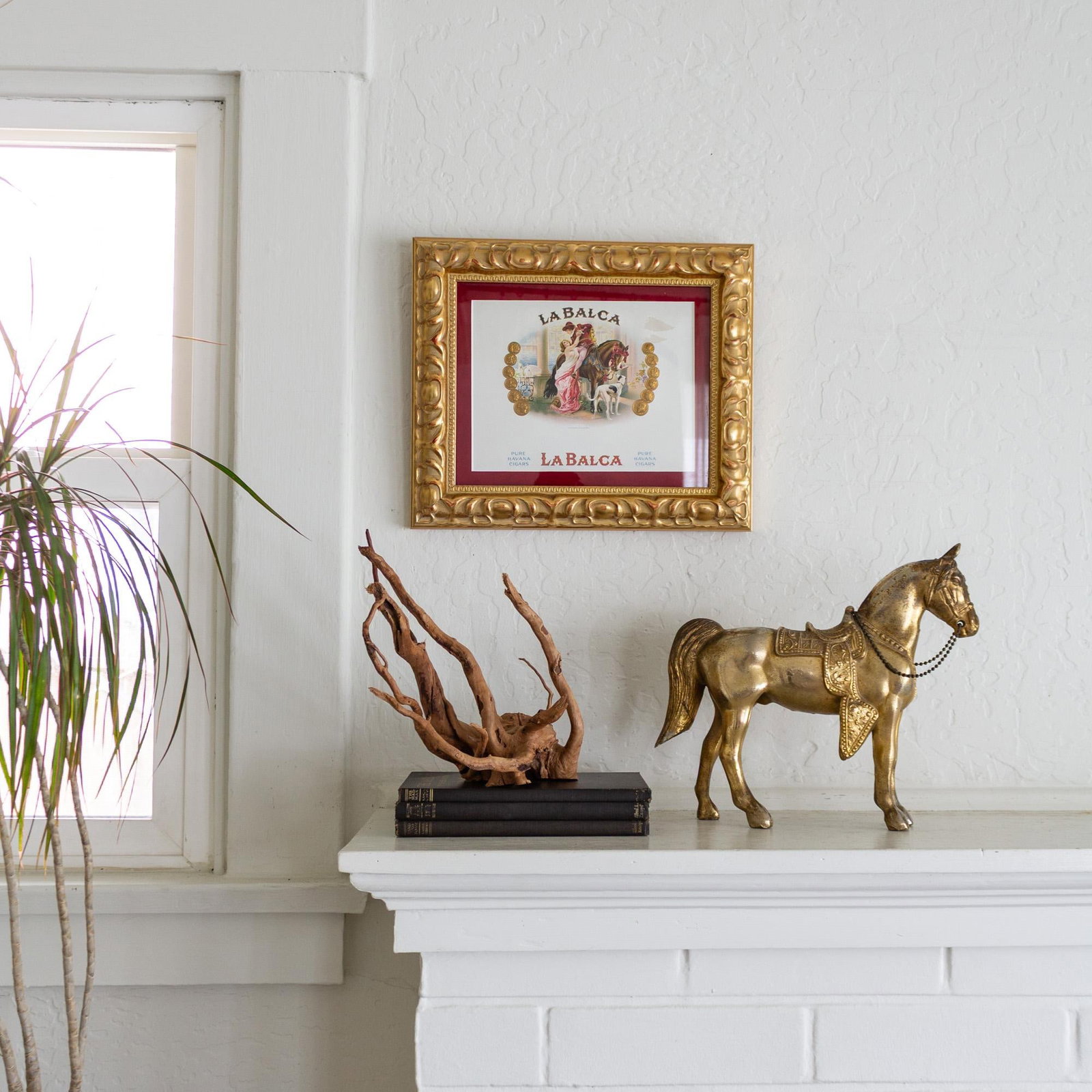 Early 20th Century Tobacciana Framed La Balca Inner Cigar Box Label With Horse and Dog - 2