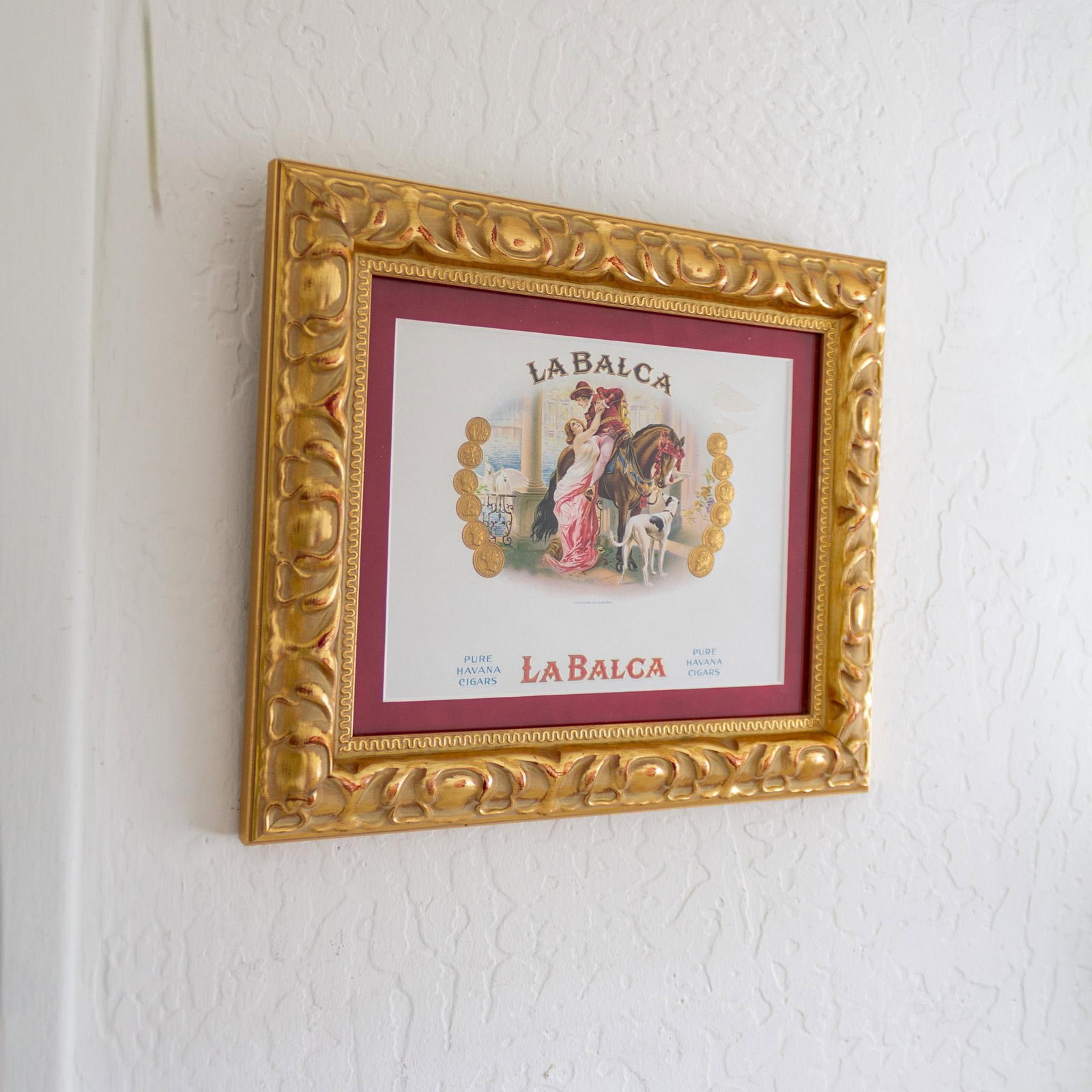 Early 20th Century Tobacciana Framed La Balca Inner Cigar Box Label With Horse and Dog - 3