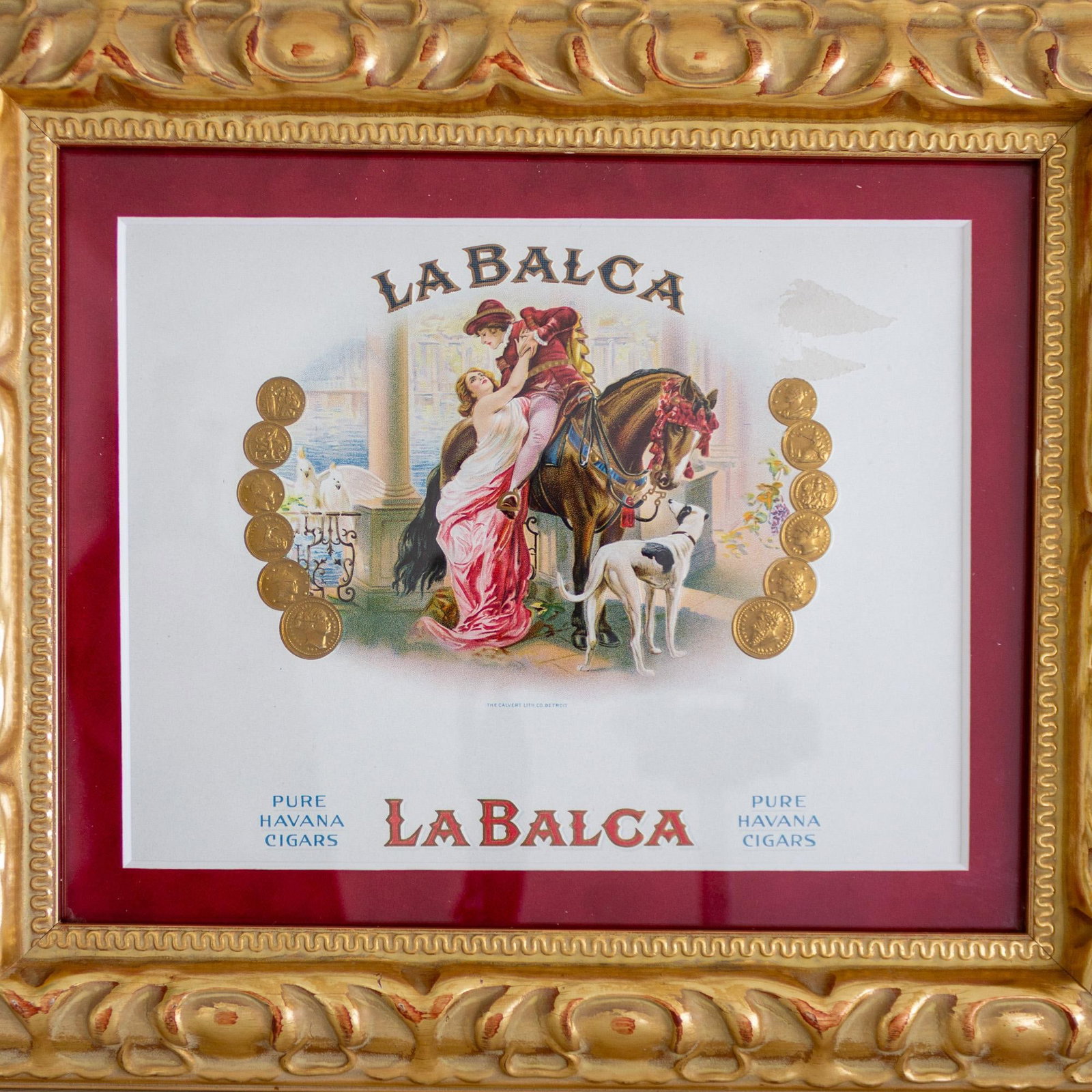 Early 20th Century Tobacciana Framed La Balca Inner Cigar Box Label With Horse and Dog - 6