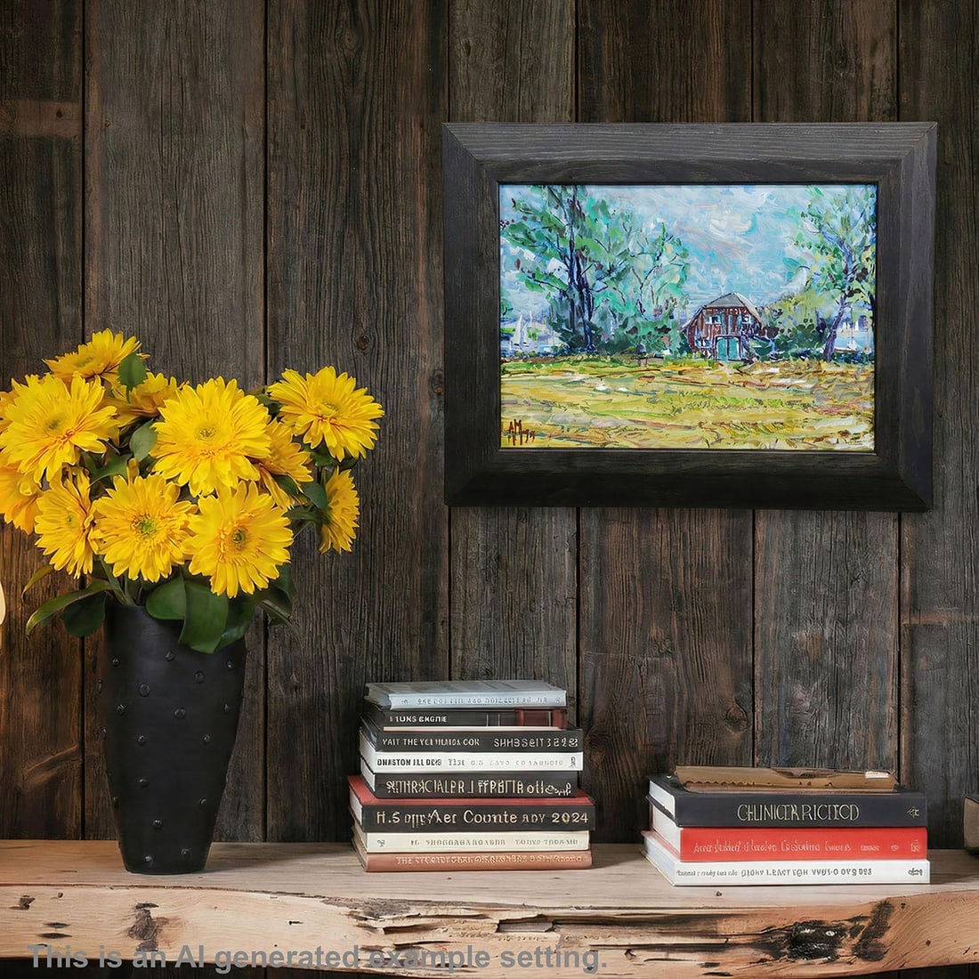 Oil Painting by Alexander Michael - Boathouse on the Shore of Lake Chiemsee - 2