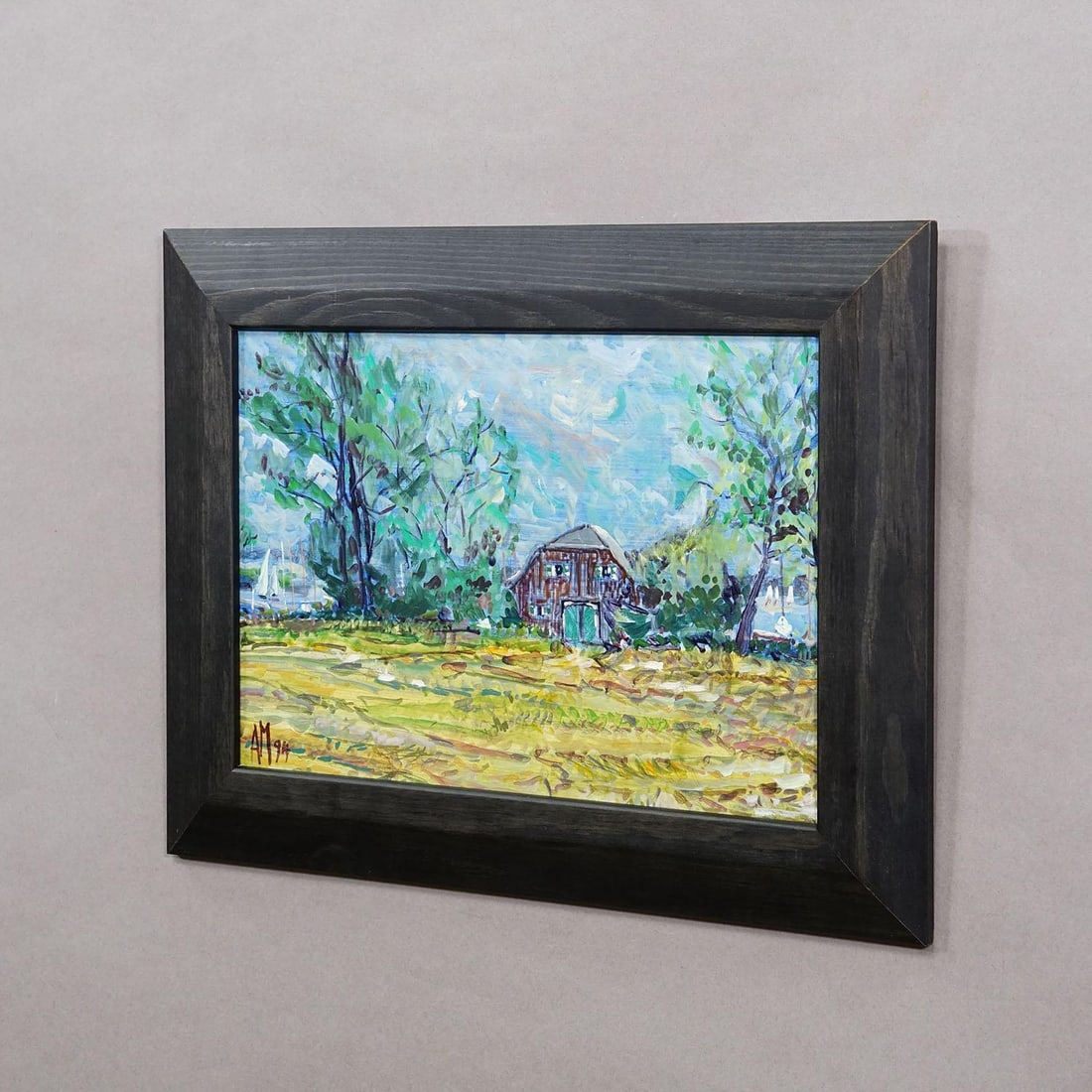 Oil Painting by Alexander Michael - Boathouse on the Shore of Lake Chiemsee - 3