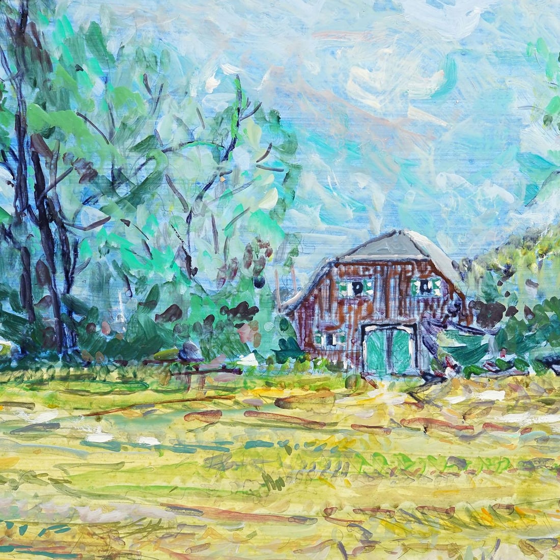 Oil Painting by Alexander Michael - Boathouse on the Shore of Lake Chiemsee - 4