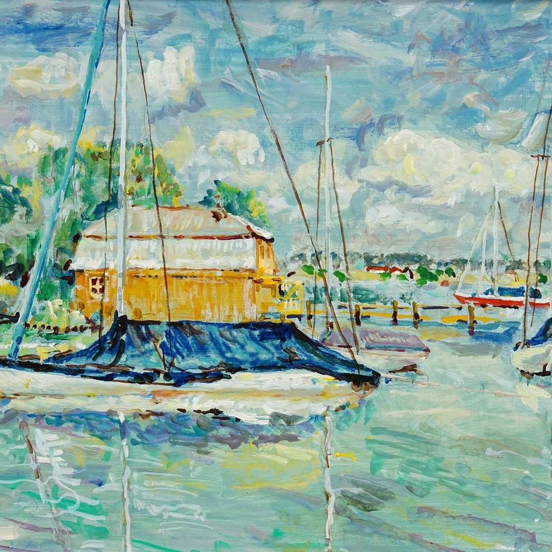 Oil Painting by Alexander Michael - Boathouse, Lake Chiemsee, 1994 - 4