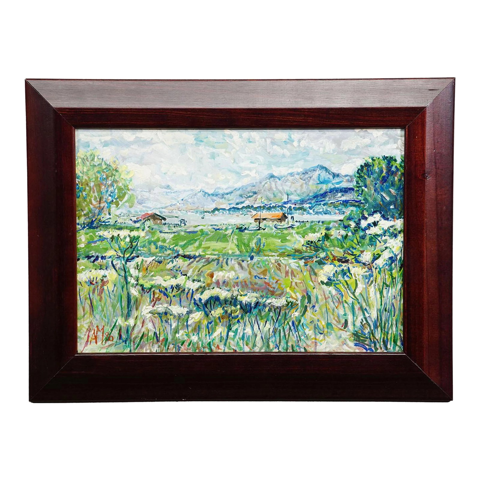 Lake Chiemsee – Oil Painting by Alexander Michael, 1990: Lake Chiemsee – Oil Painting by Alexander Michael, 1990 This painting from 1990 depicts a tranquil landscape at Lake Chiemsee near Alterbacherwinkel, Bavaria and is a fine example of Alexander