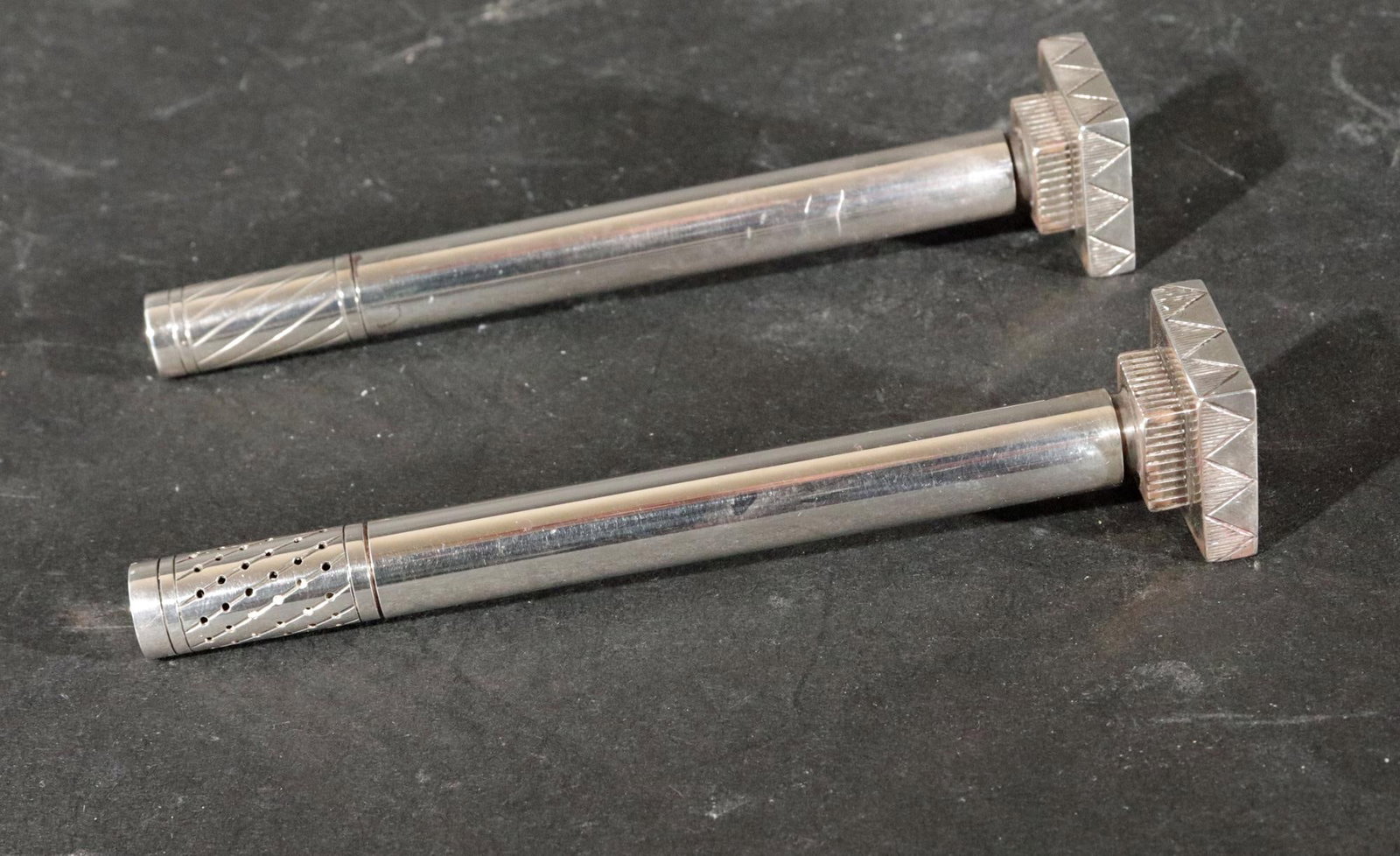 Pair of Georg Jensen Sterling Silver "Skyscraper" Salt & Pepper Shakers by Jorgen Jensen - 6