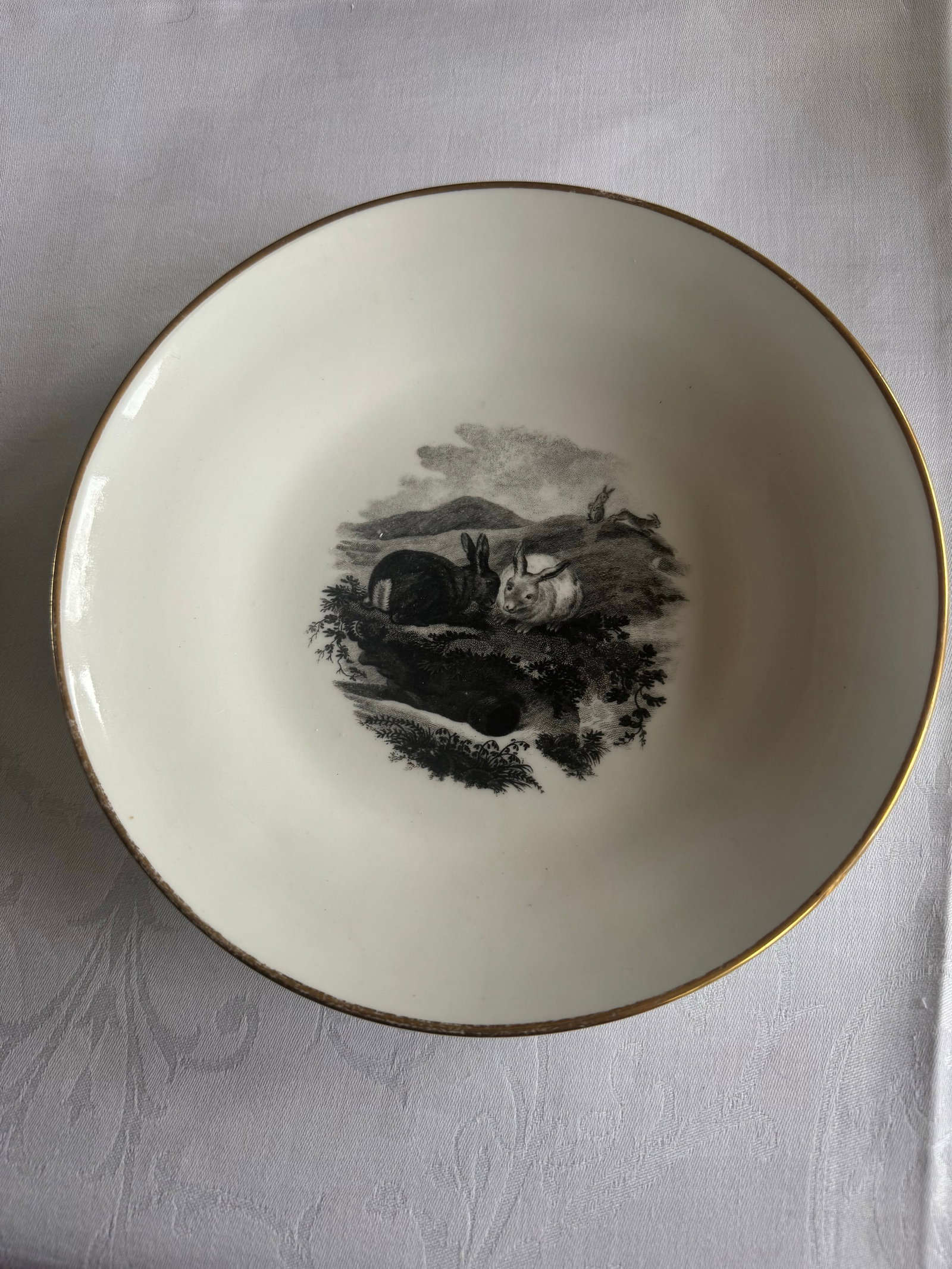1800s Spode Bat Printing Black Monochrome Bone China Tea Service - Set 40 PCS - 10