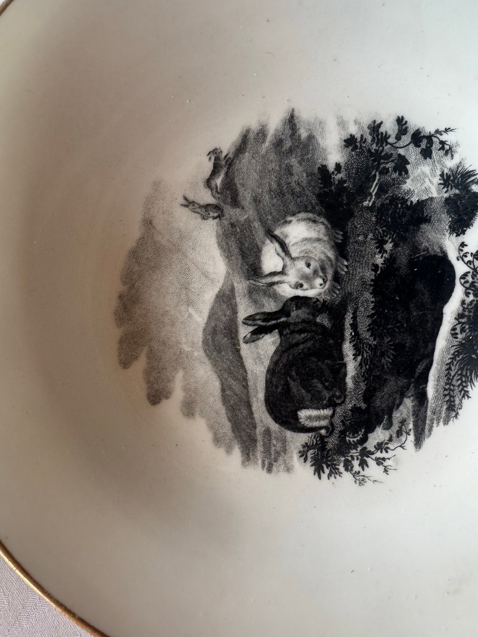 1800s Spode Bat Printing Black Monochrome Bone China Tea Service - Set 40 PCS - 7