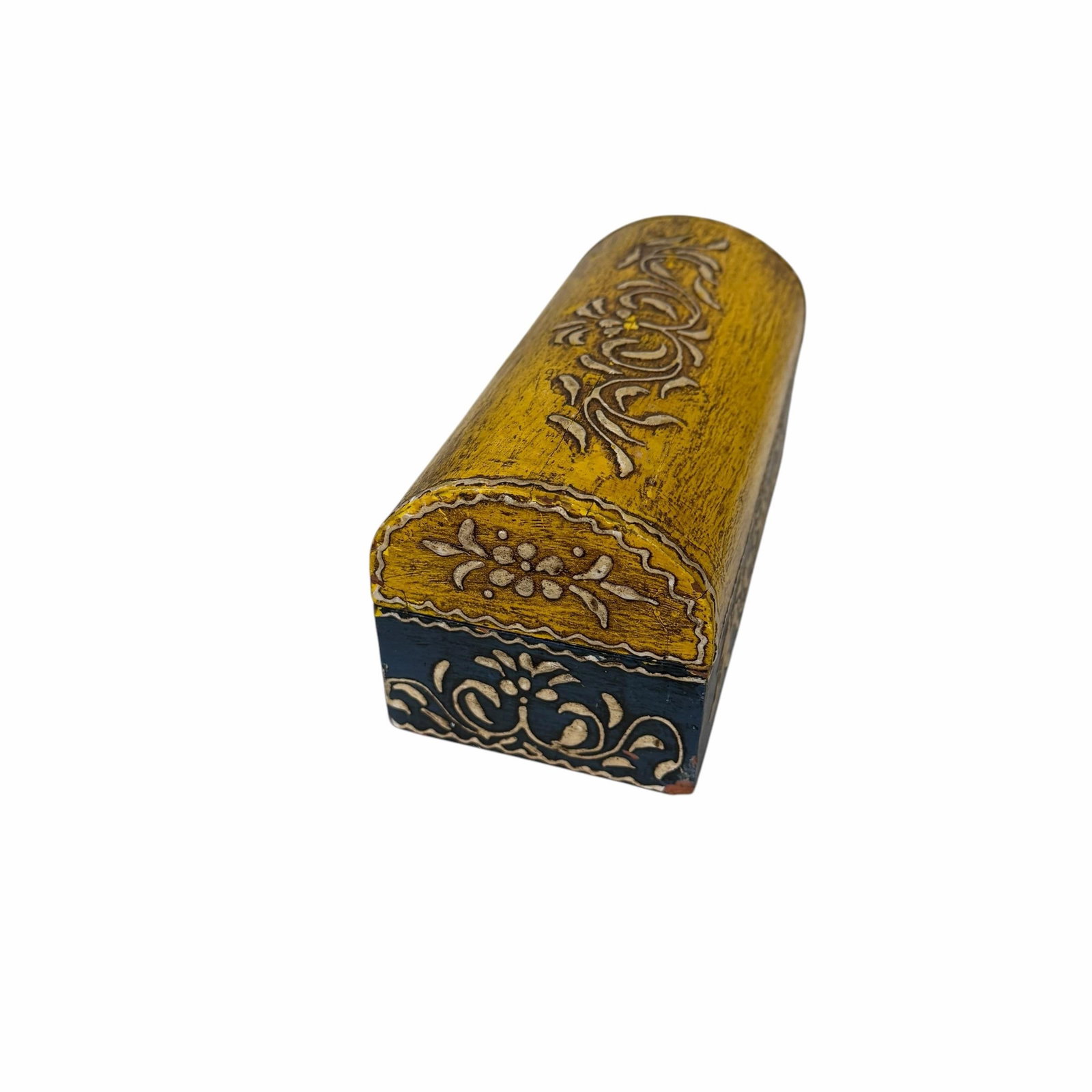 Vintage Domed Lid Folk Art Design Trinket Box - 6
