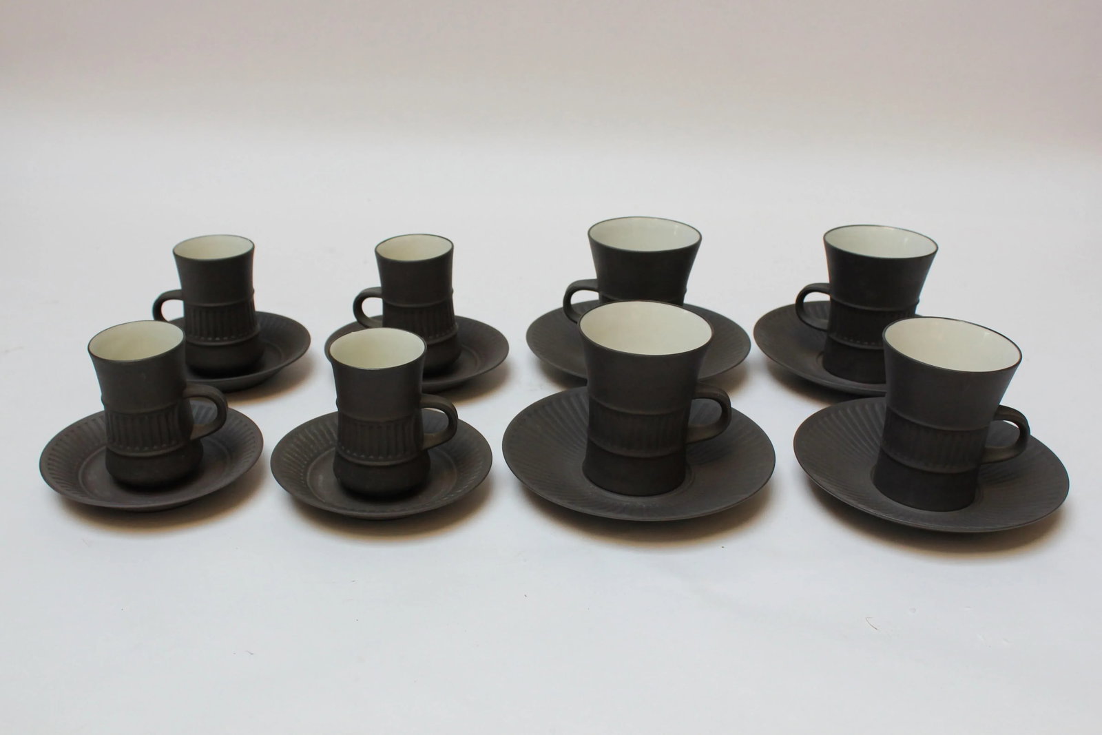 Early Jens Quistgaard for Dansk Flamestone Coffee Pot With Mugs and Demitasses - 3