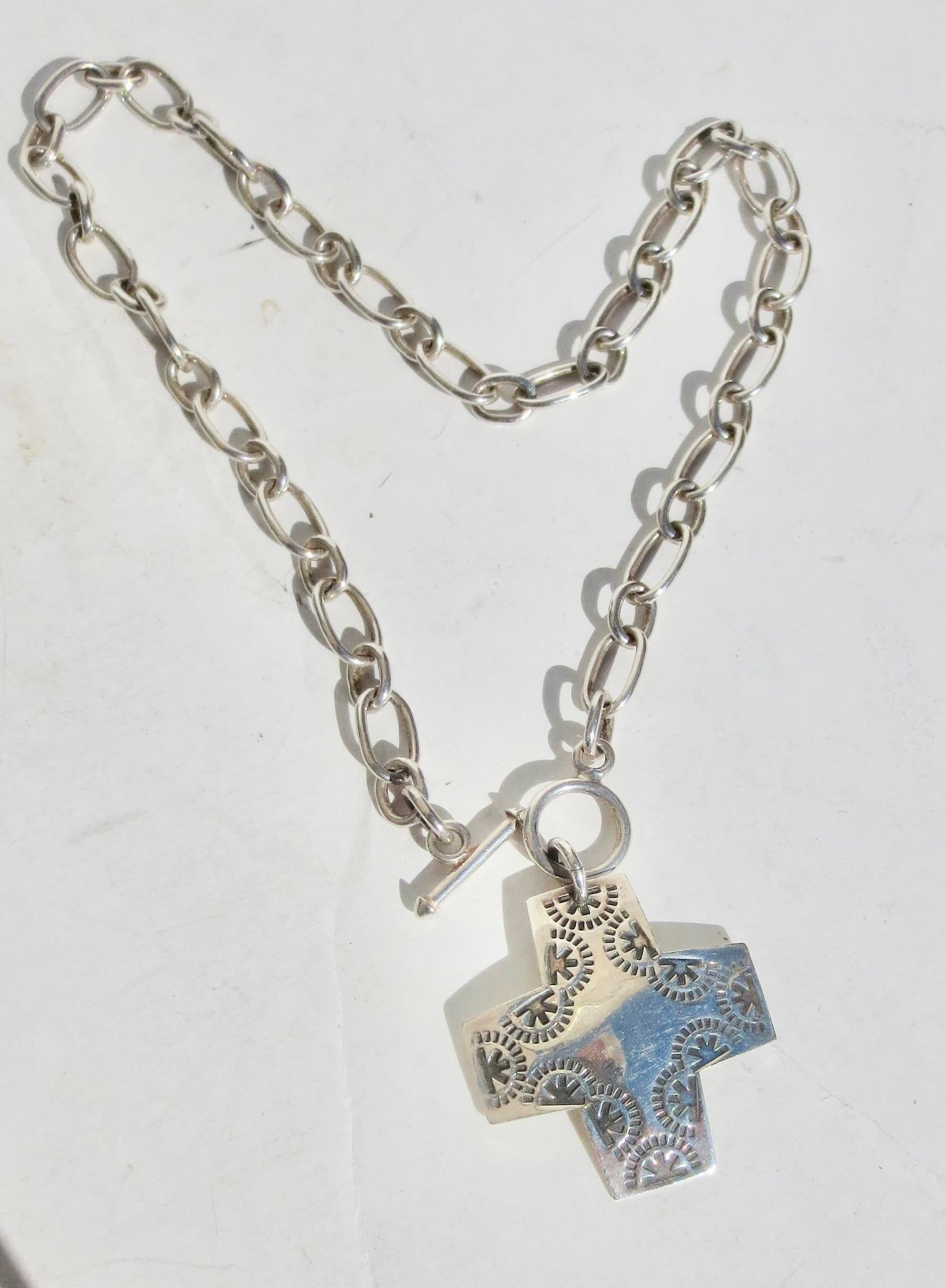 Sterling Silver Chain With Navajo Cross Pendant 25 DWT - 5