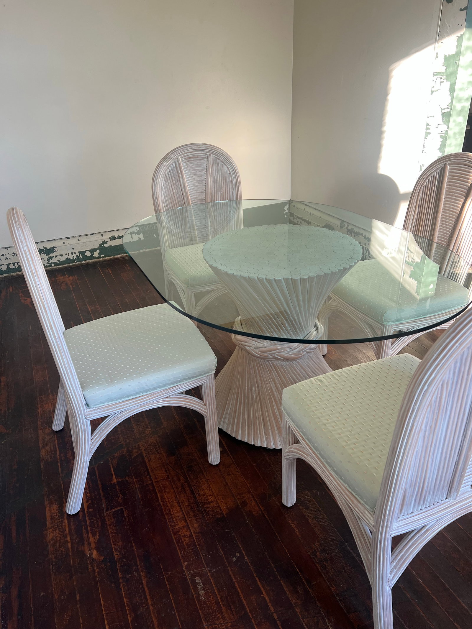 Mid 19th Century Henry Link Coastal Rattan Boho Chic Dining Set 5 PCS - 10