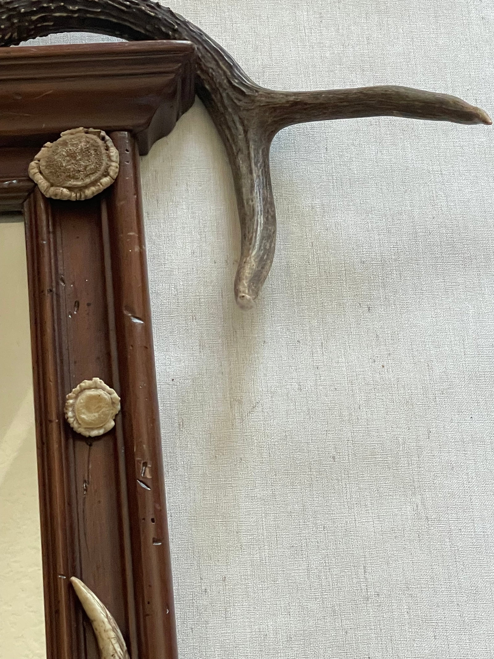 Gorgeous Black Forest Antique Mirror With Antlers and Borrows - 4