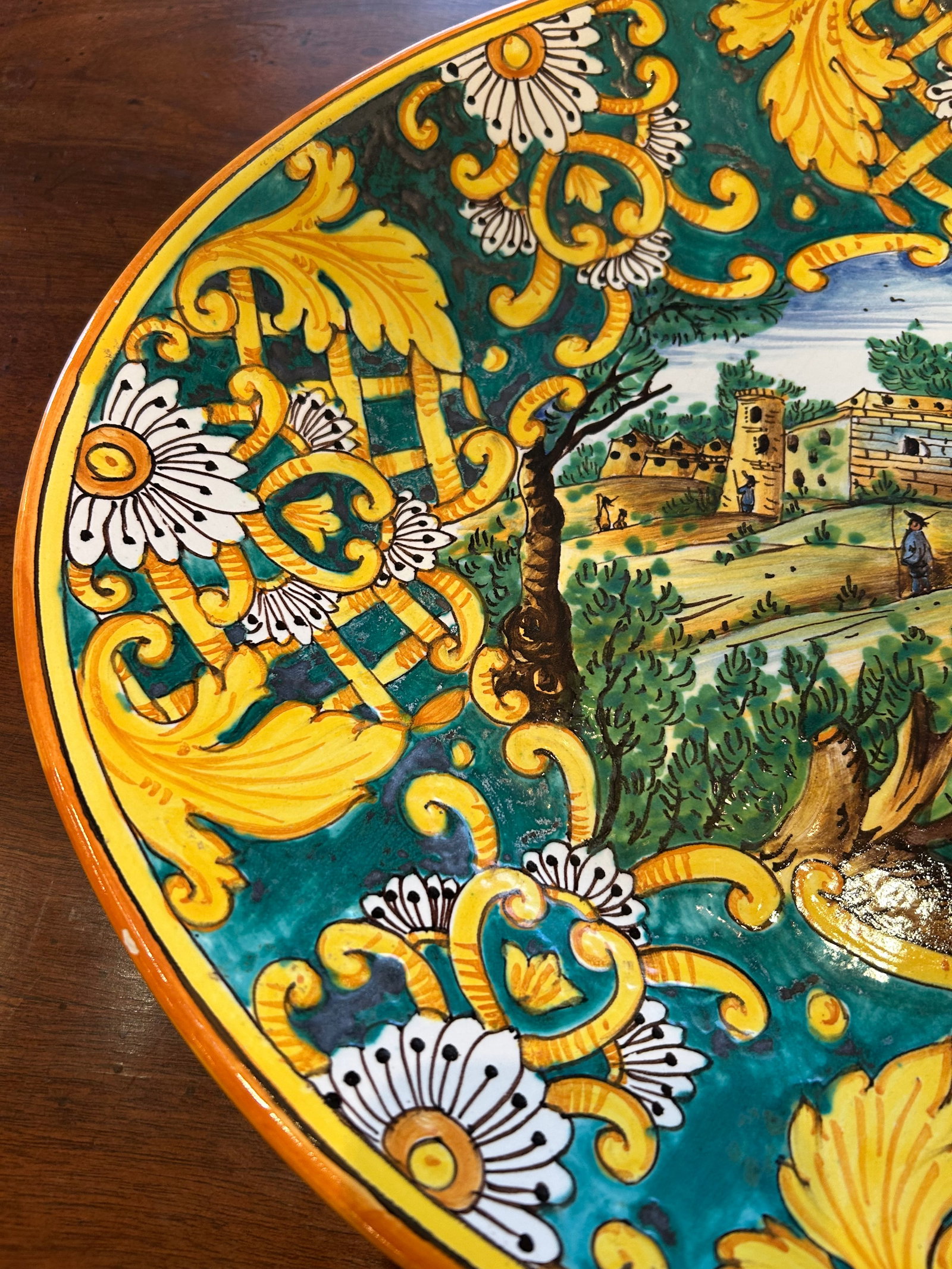 1950s Large Oval Italian Giacomini Ceramic Platter Wall Art - 4
