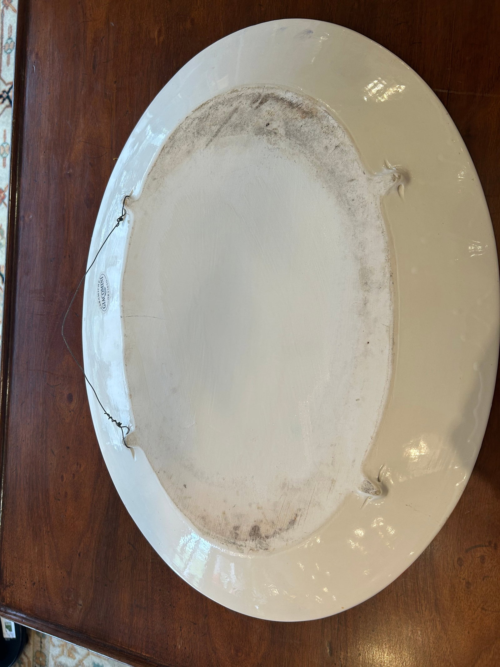 1950s Large Oval Italian Giacomini Ceramic Platter Wall Art - 5