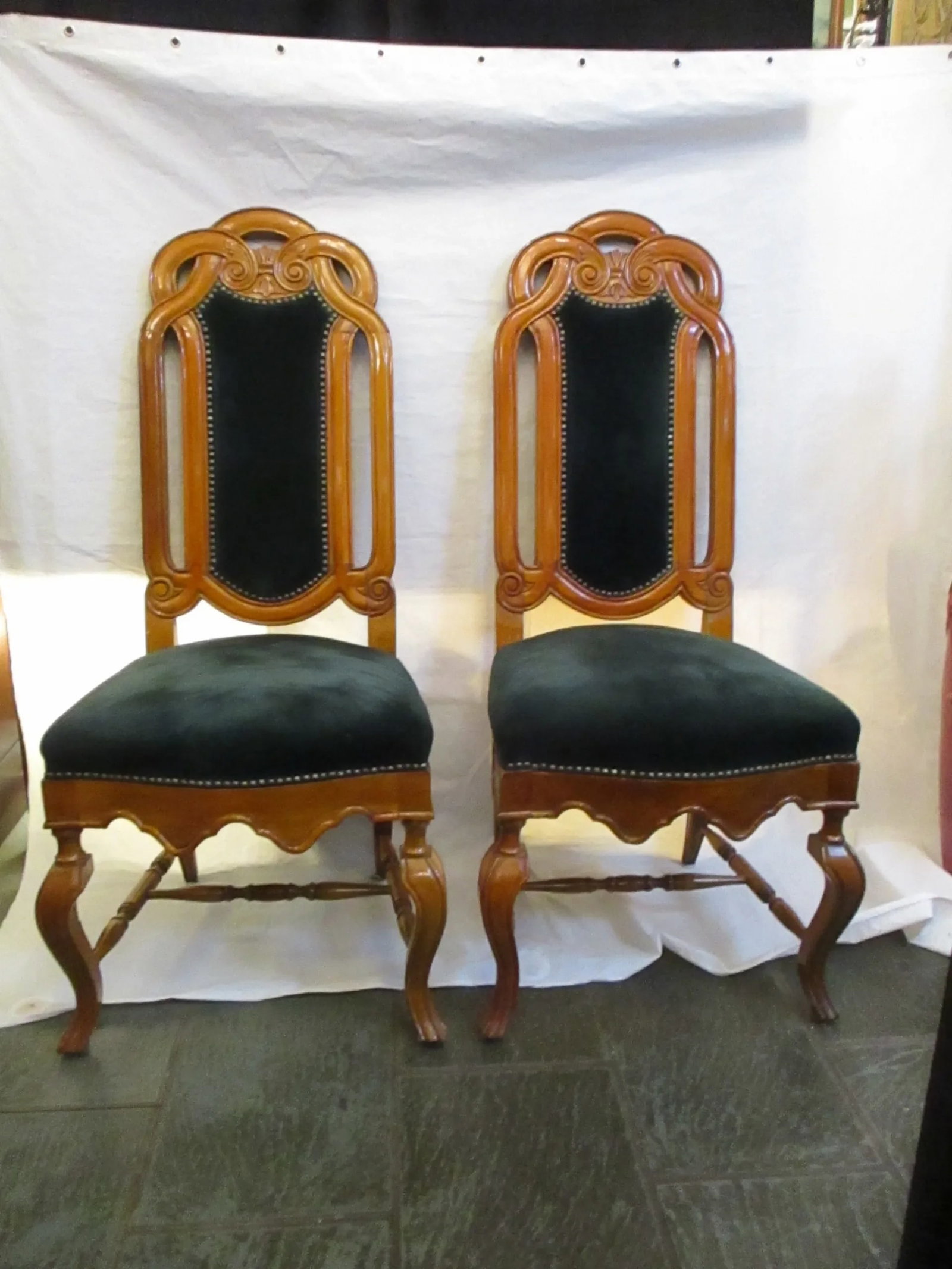 1990s Vintage Gothic Style Side Chairs - a Pair of 2 - 11