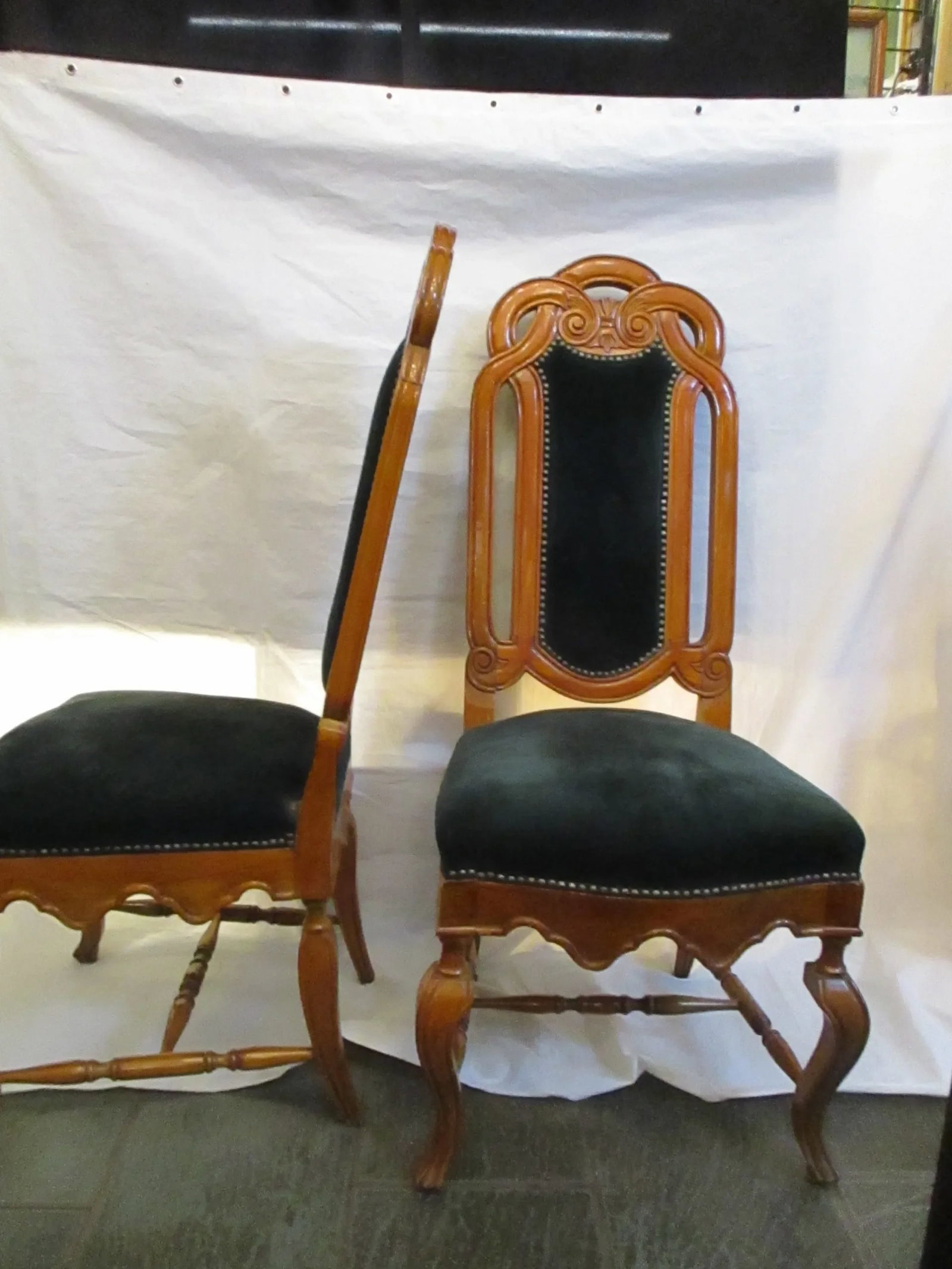 1990s Vintage Gothic Style Side Chairs - a Pair of 2 - 2