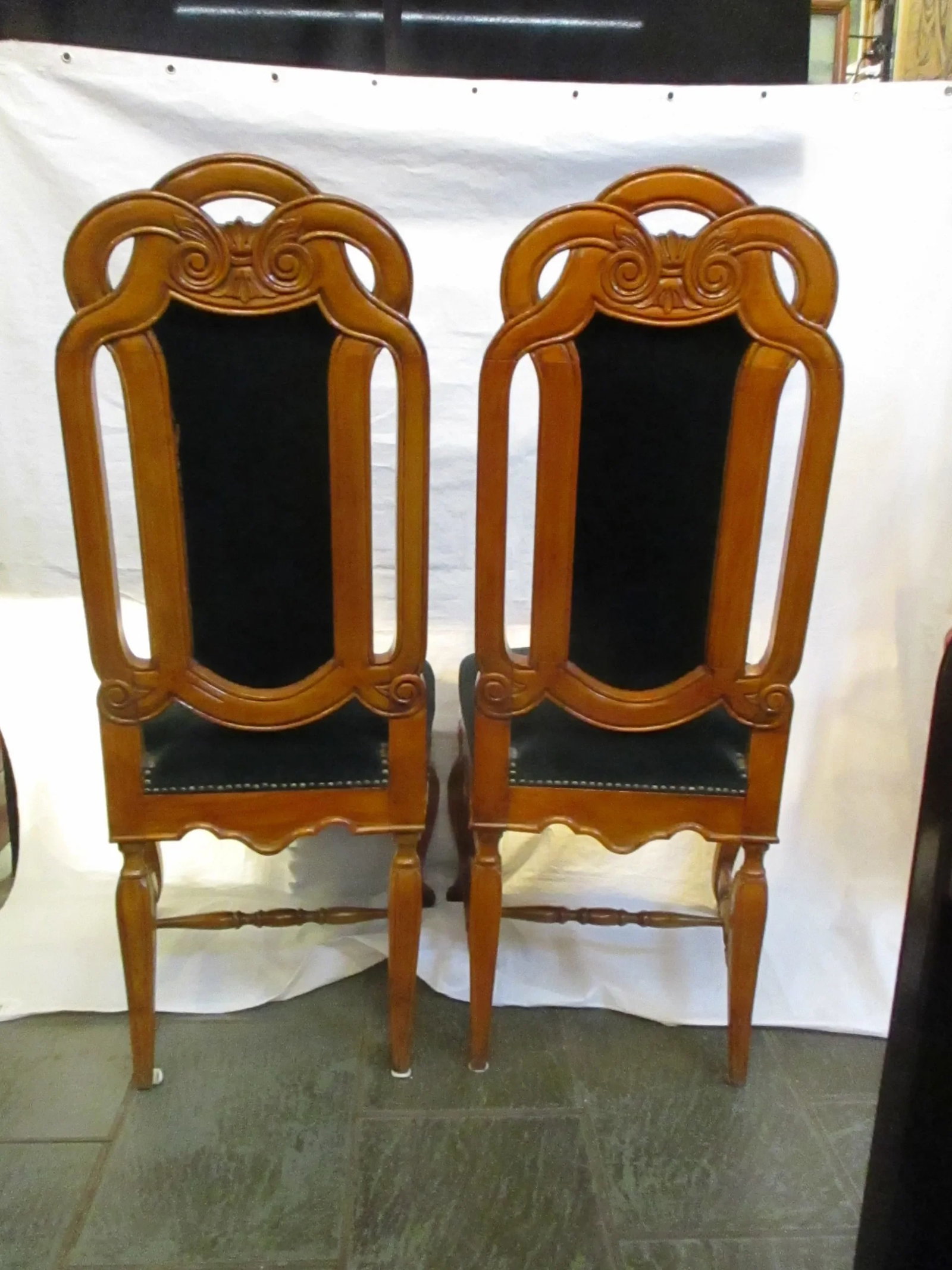 1990s Vintage Gothic Style Side Chairs - a Pair of 2 - 3