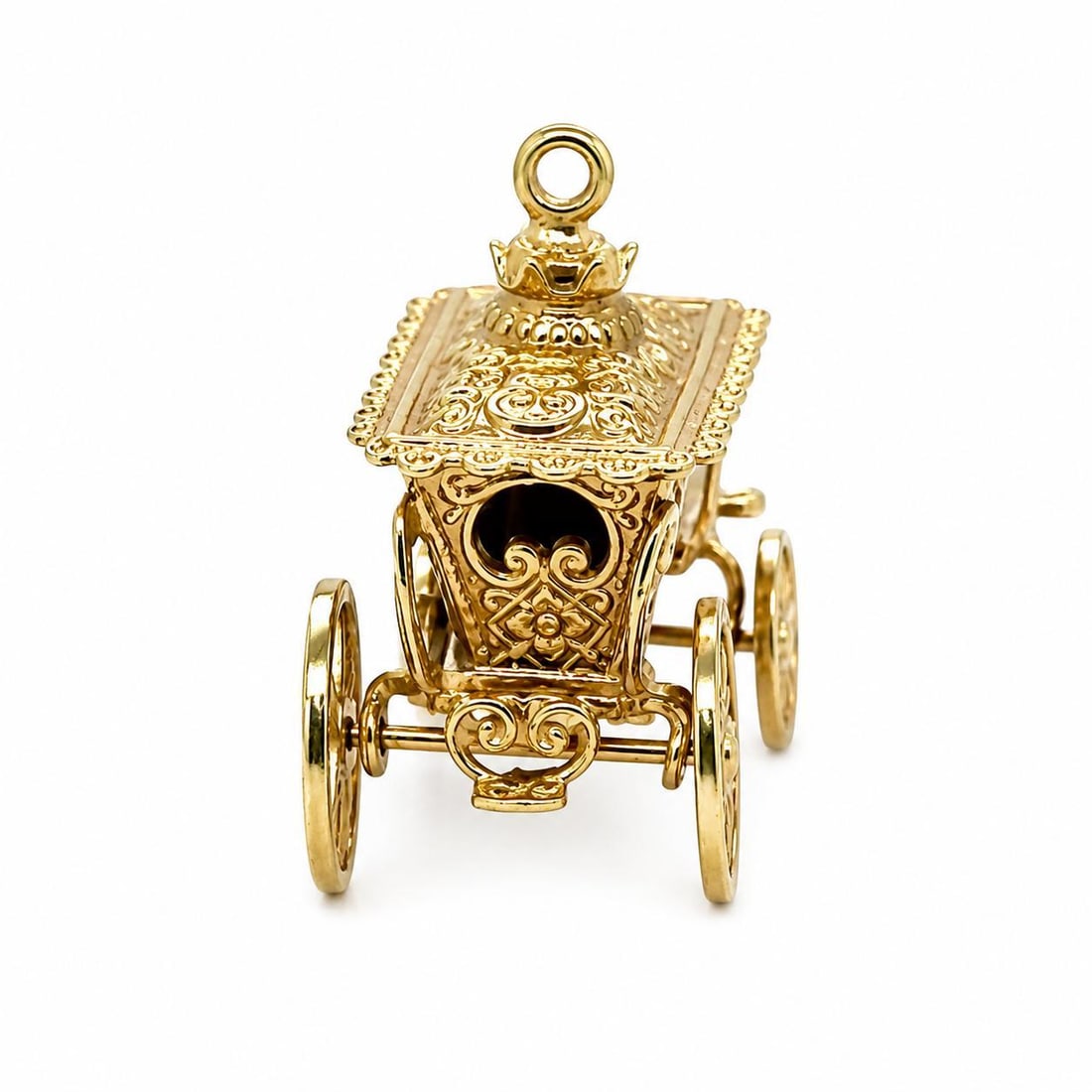 Mid 20th Century 14k Yellow Gold Carriage Charm 9.48g Intricate Design - 3