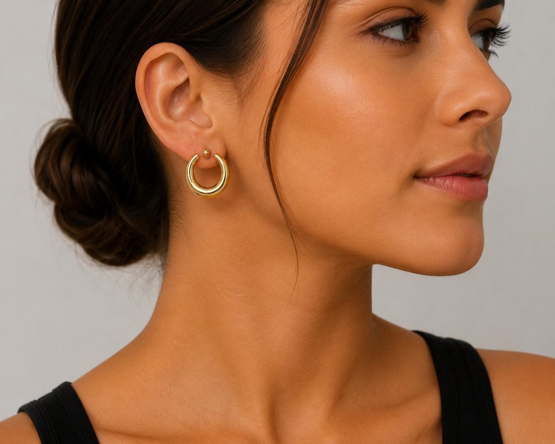 Late 20th Century 14k Yellow Gold Hoop Earrings - 2