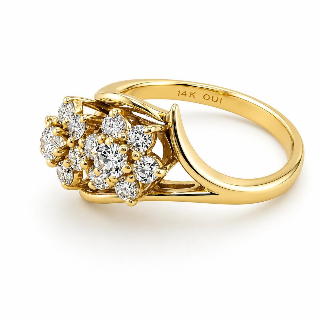 14k Diamond Ring, Size 5.5 - 3