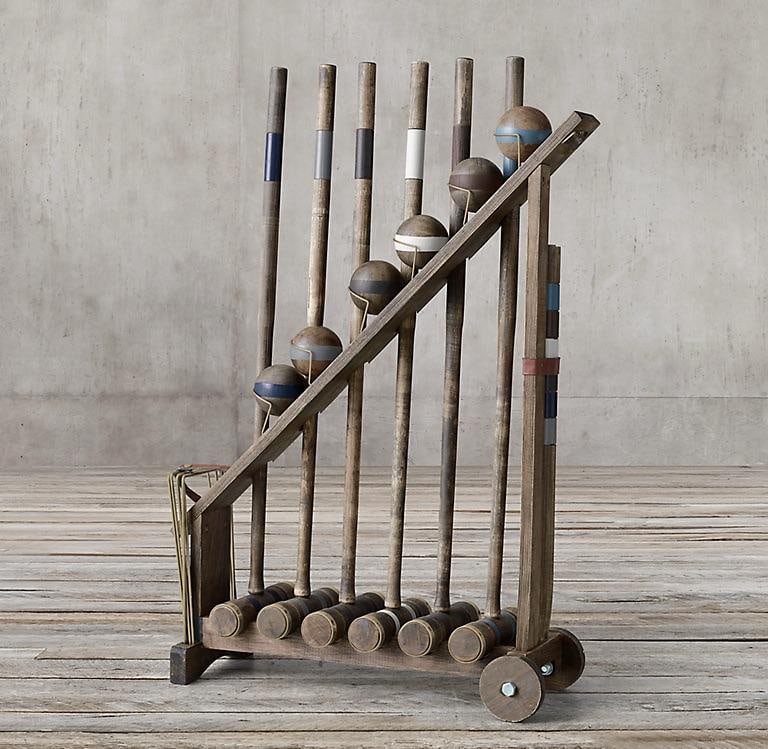 Vintage New Old Stock Solid Wood Croquette Set From Restoration Hardware - 2