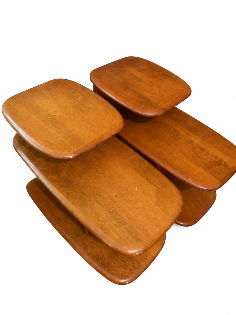 1950s Heywood Wakefield 13 Piece Dining Set- Original Finish- Dog Biscuit - 8