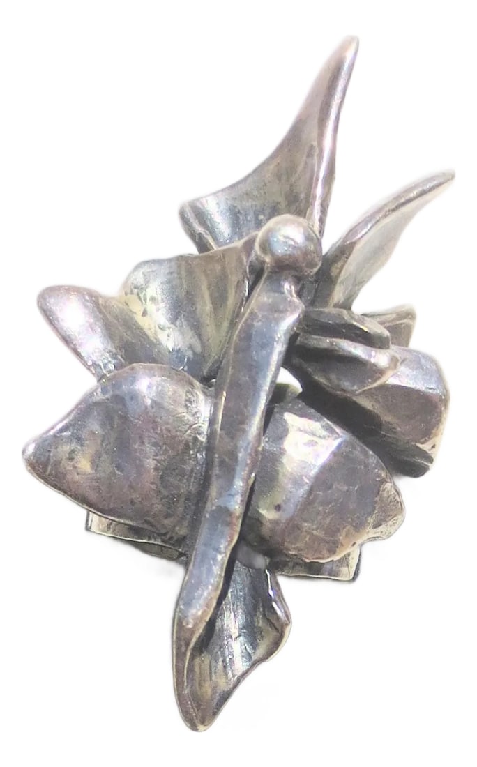 Modern Brutalist Ring by Rima Sterling: Rima sterling ring, A brutalist figure design. Floral design. Signed to the inside of the band Rima. Sterling size 7 and the weight is 16 Dwt. INV K -22 Condition: Alterations: Original Condition
