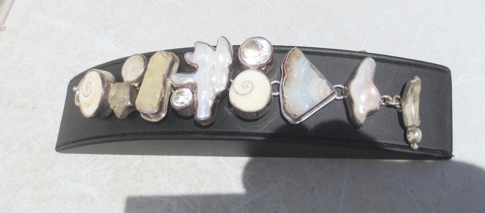 Link Bracelet Signed the Dreamer Pearl,Crystal, Geode - 2