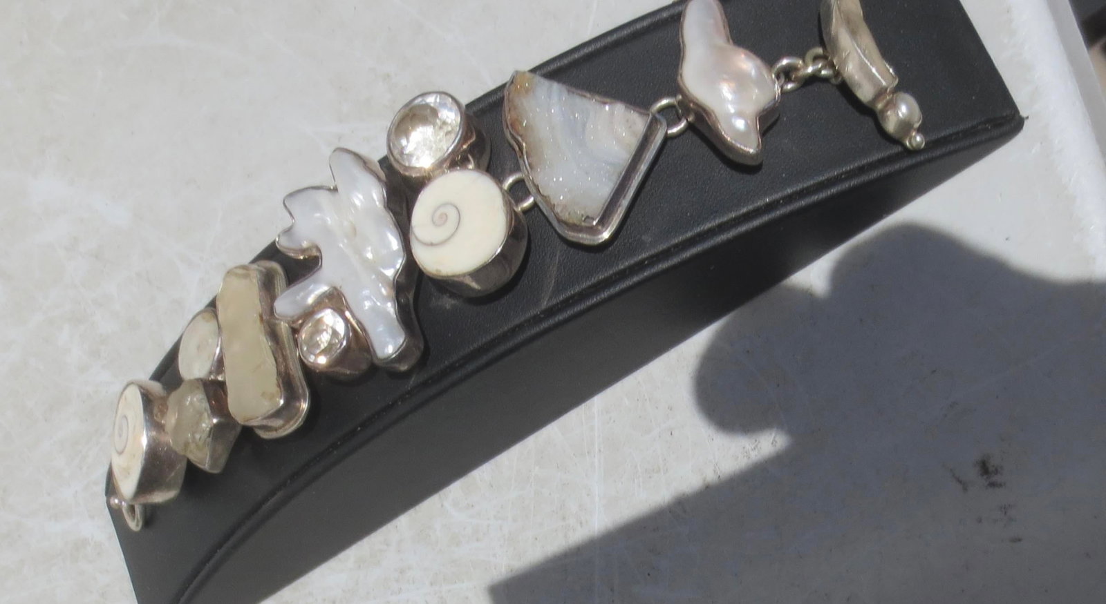 Link Bracelet Signed the Dreamer Pearl,Crystal, Geode - 3